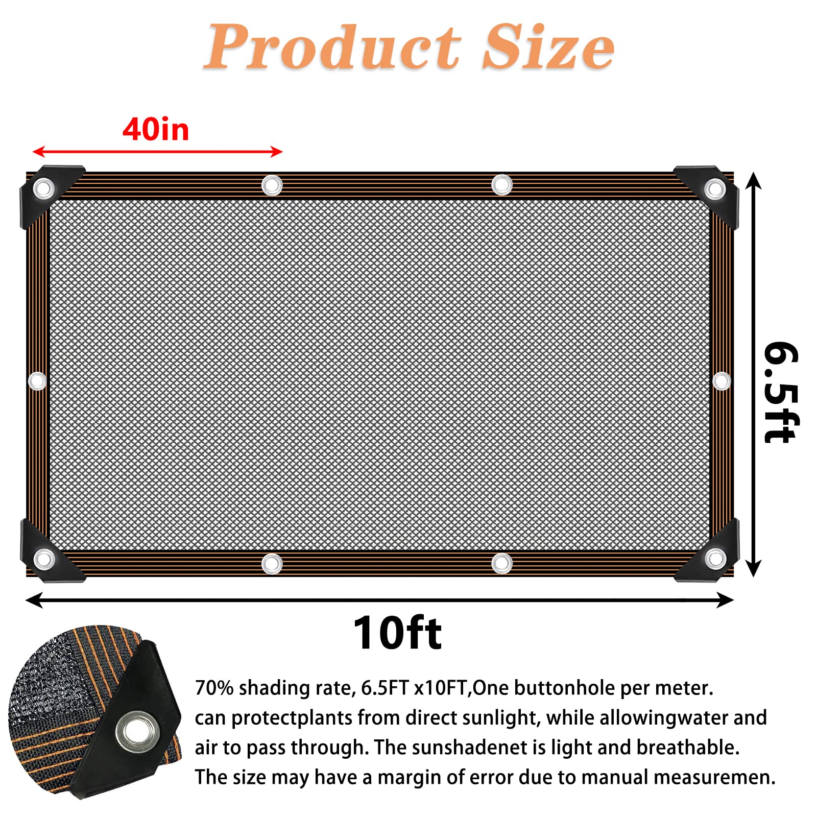 70% Sunblock Shade Cloth for Greenhouse & Garden - UV Resistant Plant Cover for Outdoor Pergola, Patio, Lawn, Kennel & Chicken Coop - Perfect for Sun Protection & Plant Growth