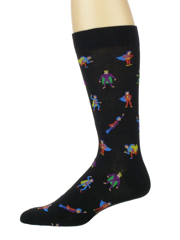 **Superhero Crew Socks for Men - Soft Cotton Blend Novelty Casual Socks - Perfect for Cosplay, Gifts & Everyday Wear**