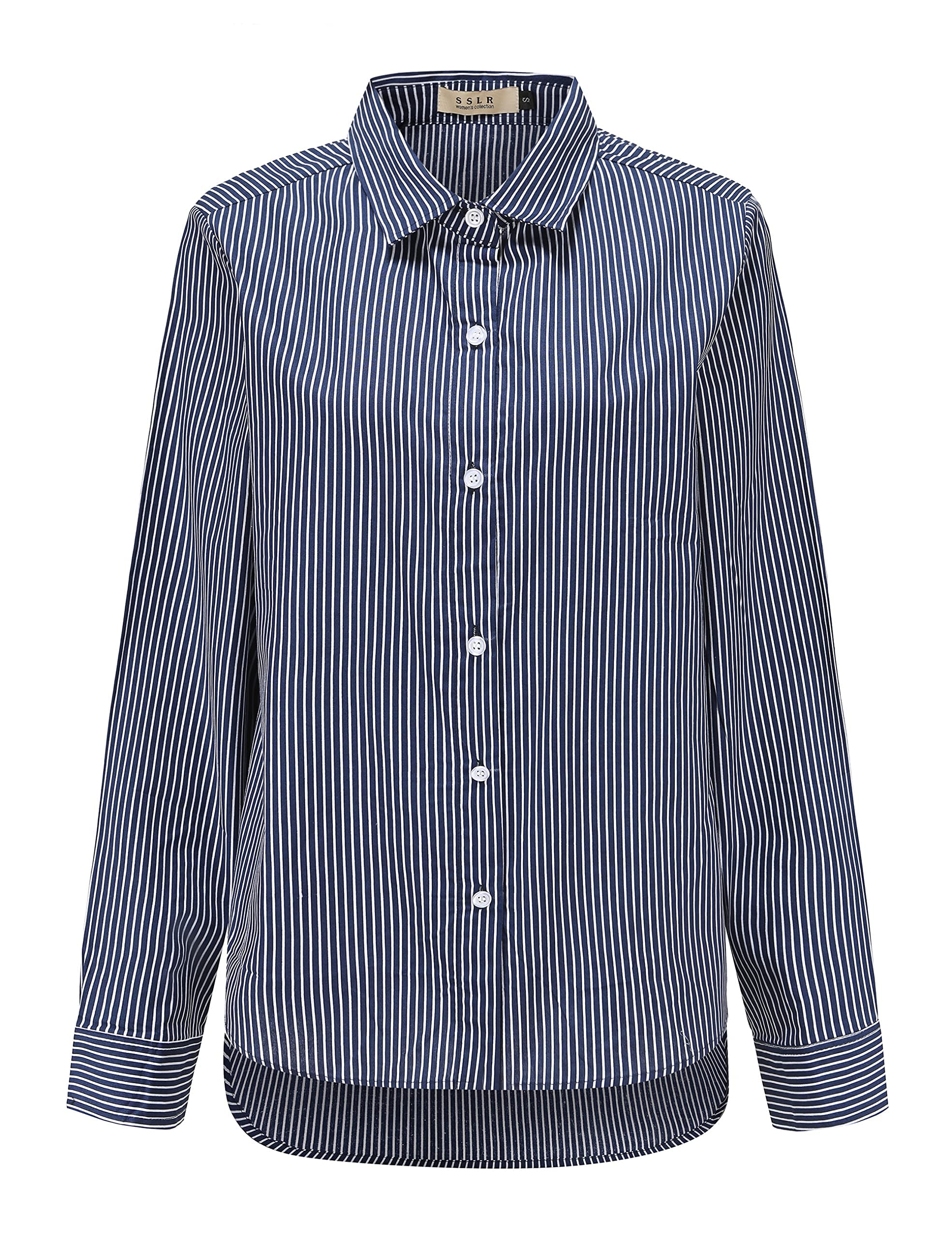 Women's SSLR Oversized Button Down Shirt - Long Sleeve Casual Dress Shirt with High Low Hem | Perfect for Work, Date Night & Everyday Wear