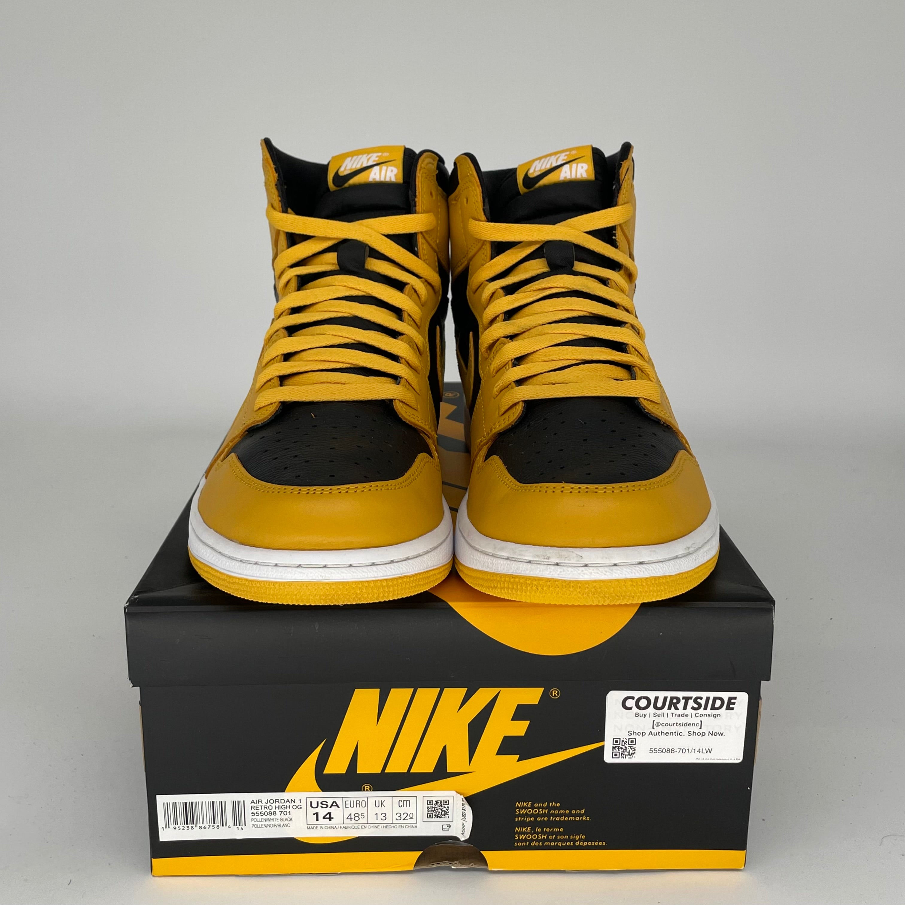 AIR JORDAN 1 POLLEN Men's Basketball Shoes Size 14 - Retro High Top Sneakers 555088-701 for Streetwear & Sports