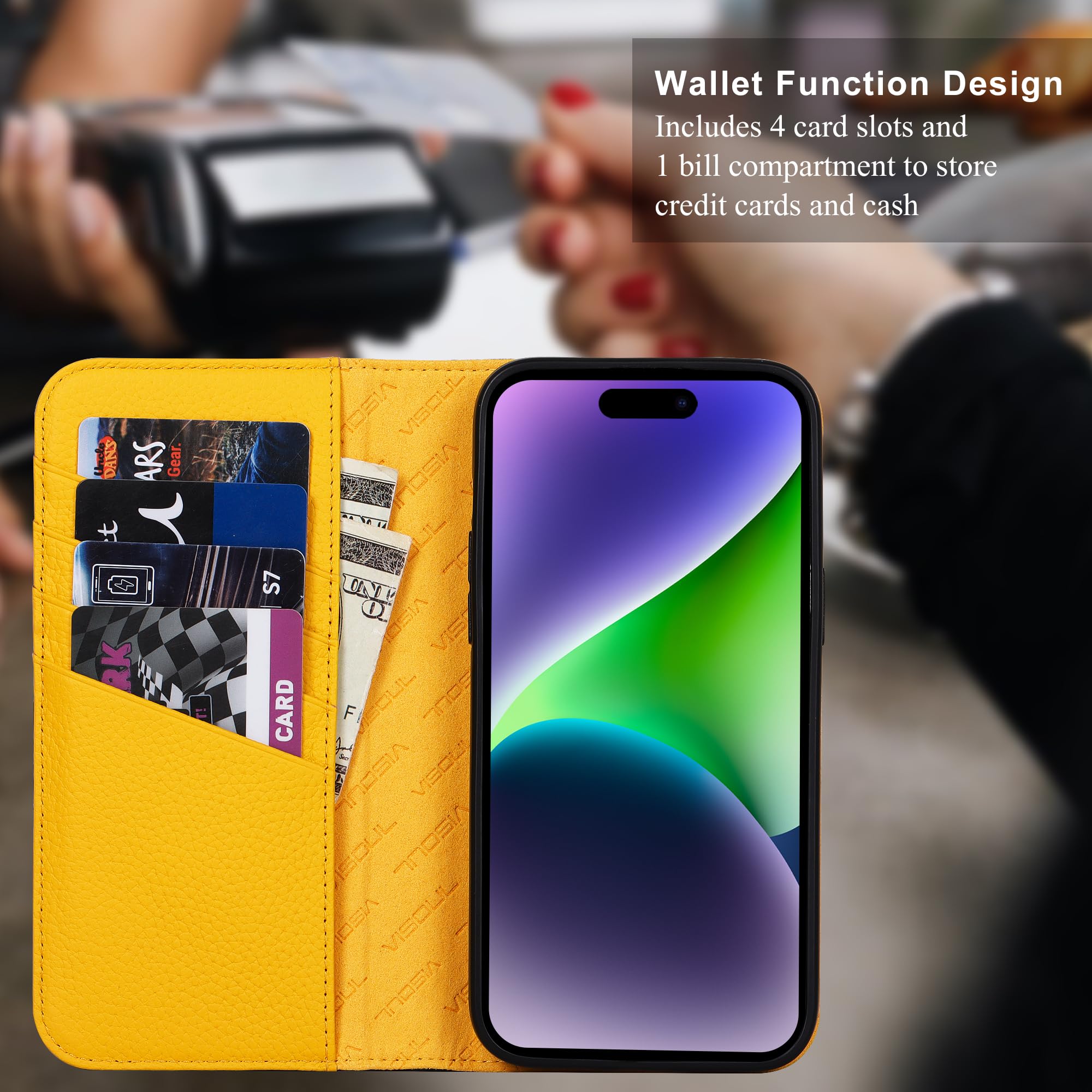 Premium Genuine Leather iPhone 15 Pro Max Wallet Case (6.7