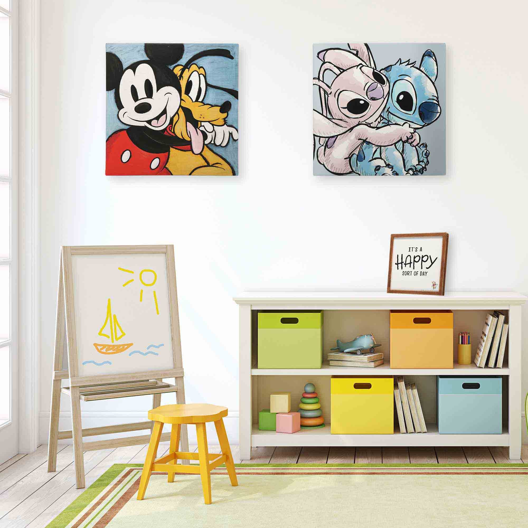Disney Mickey Mouse and Pluto Gallery Wrapped Canvas Wall Art - Large Home Decor for Living Room, Bedroom & Office - Premium Canvas Print for Disney Fans & Collectors