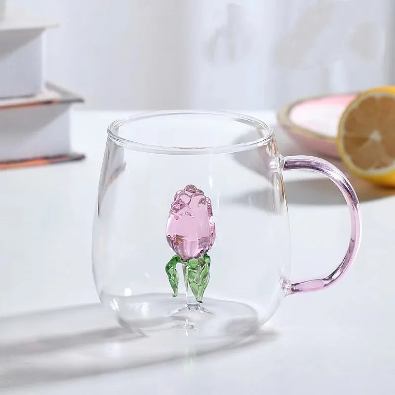Premium Blossom Glass Teapot and Cup Set - 18oz Borosilicate Glass Tea Set with Stainless Steel Infuser - Perfect for Loose Leaf Tea, Herbal Tea, and Iced Tea Brewing at Home or Office