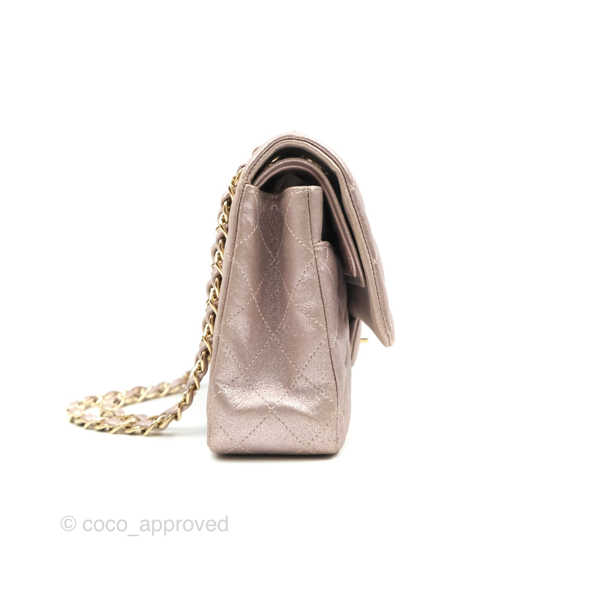 Chanel Classic M/L Medium Double Flap Bag in Rose Gold Pink Lambskin with Gold Hardware - Luxury Handbag for Women, Perfect for Parties, Weddings & Special Occasions