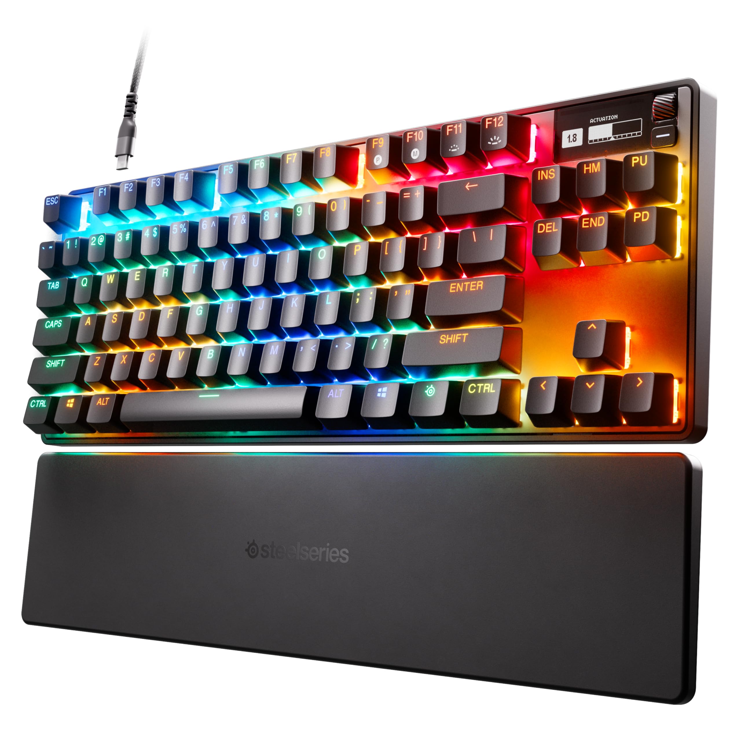 SteelSeries Apex Pro TKL HyperMagnetic Gaming Keyboard – Fastest Mechanical Keyboard – Adjustable Actuation – OLED Display – PBT Keycaps – USB-C – 2023 Edition – US QWERTY Layout – Perfect for Esports, Streaming & Competitive Gaming