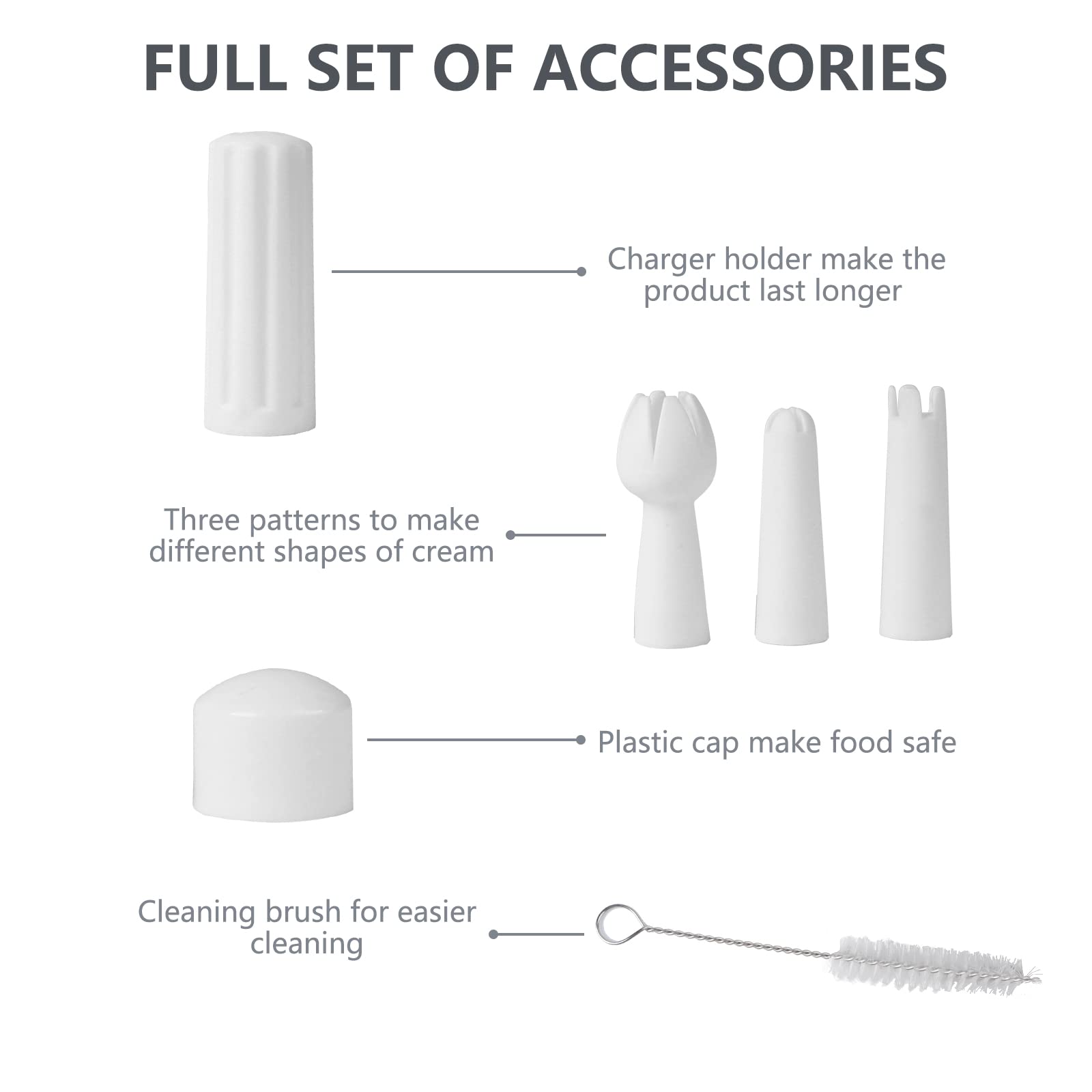 Premium Aluminum Whipped Cream Dispenser - 500ml (1 Pint) Professional Cream Charger with 3 Decorating Nozzles & Cleaning Brush - Ideal for Home Baking, Coffee Shops & Dessert Decorating