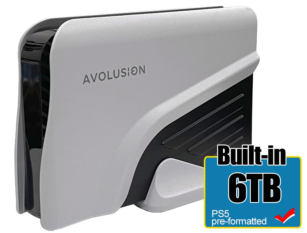 Avolusion PRO-Z 6TB USB 3.0 External HDD for PS5/PS4 Gaming - White (Renewed) - Perfect for Game Storage & Backup