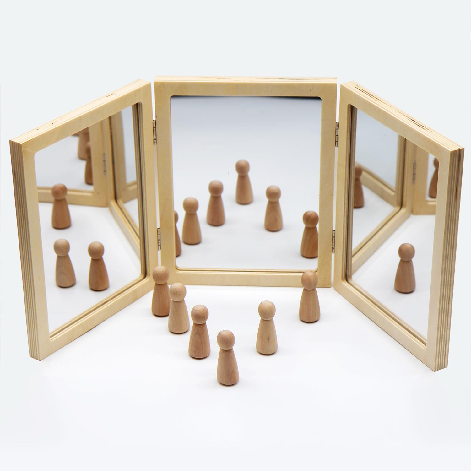 Montessori & Reggio Inspired 3-Panel Unbreakable Mirror for Kids - Classroom Science Activity, Self Portrait & Multi-Angle Observation - Perfect for Light Table Play & Early Childhood Education