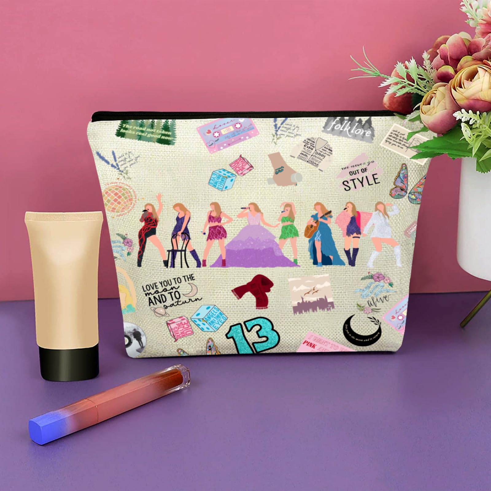 Music-Themed Makeup Bag for Women | Waterproof Cosmetic Case | Perfect Gift for Music Lovers | Christmas, Birthday & Travel Essentials | Great for Concerts, Gym & Daily Use