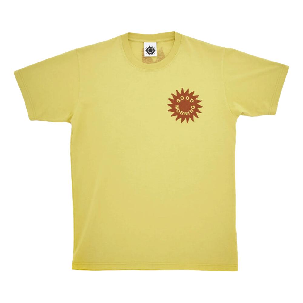 Good Morning Tapes Sun Logo Short Sleeve T-Shirt with Sunflower Design - Casual Wear & Summer Outfits