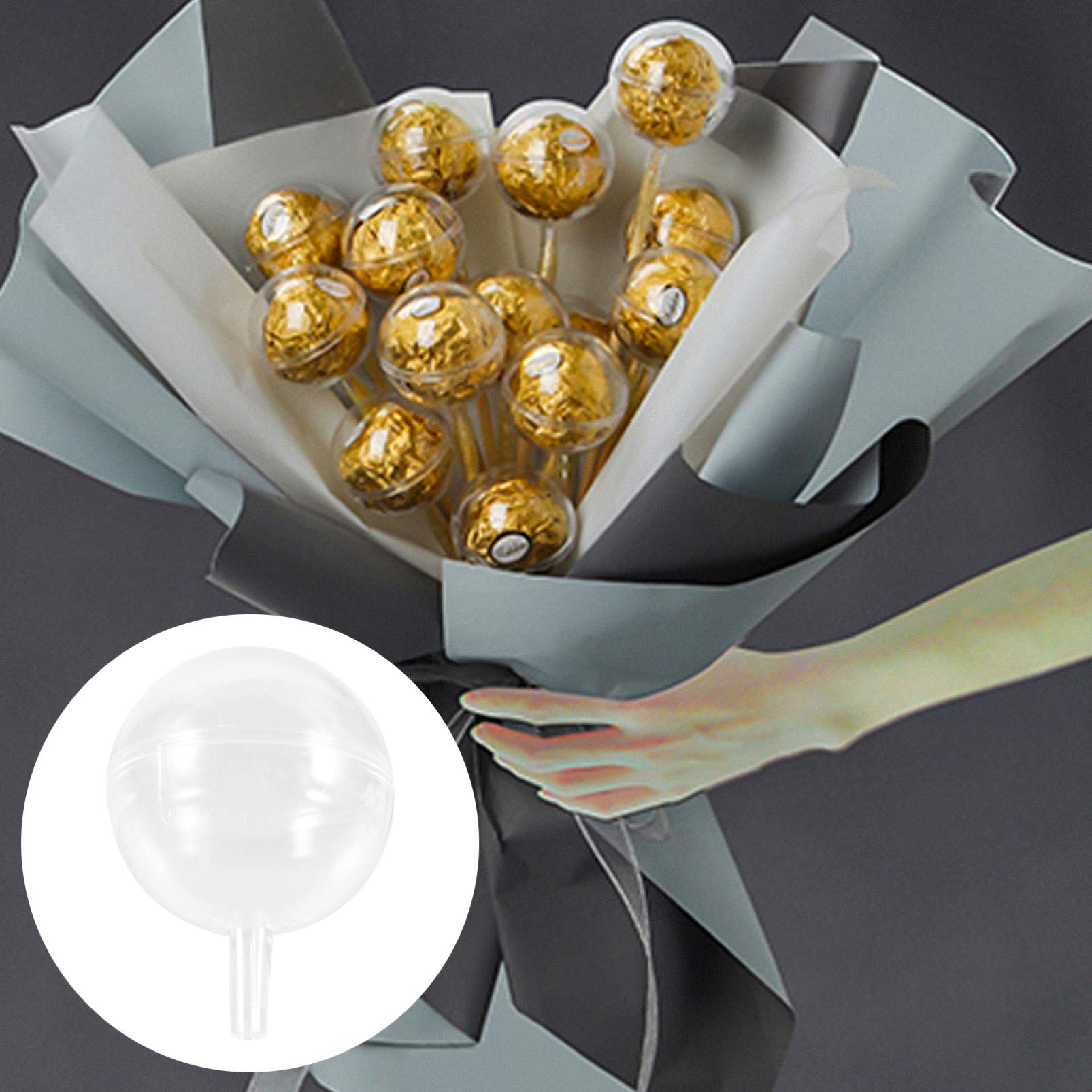 95-Piece Clear Chocolate Ball Holders - Mini Cupcake & Muffin Liners, Candy Packaging Cases, Flower Support Racks for Baking, Parties, Birthdays, Weddings & Valentine's Day Decorations