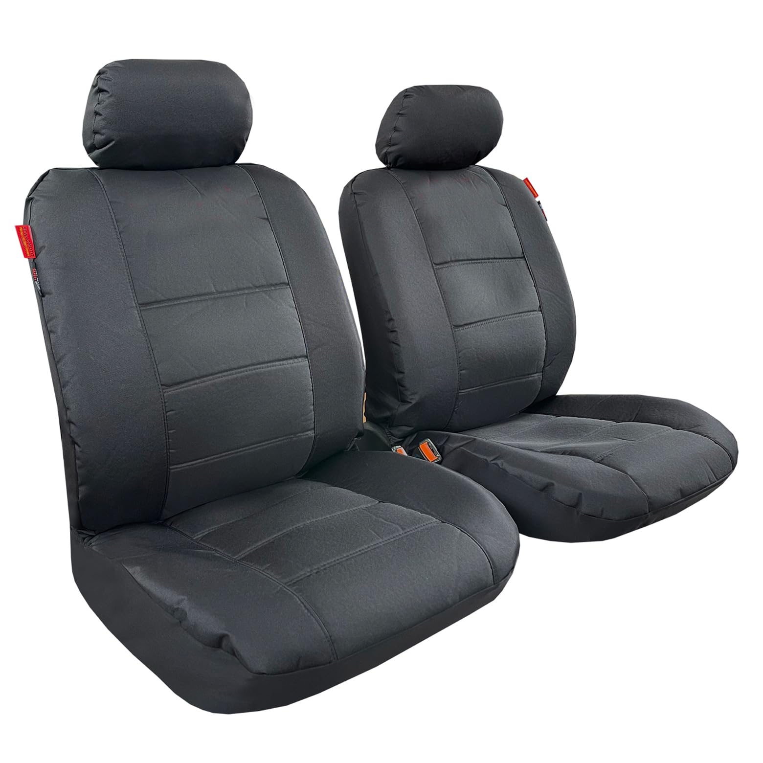 Heavy Duty Canvas Car Seat Covers Full Set - Universal Fit for Most Low Bucket Seats Like Toyota Tacoma (Black) | Durable Protection & Custom Embroidery Option | Perfect for Off-Roading, Work Trucks & Everyday Commuting