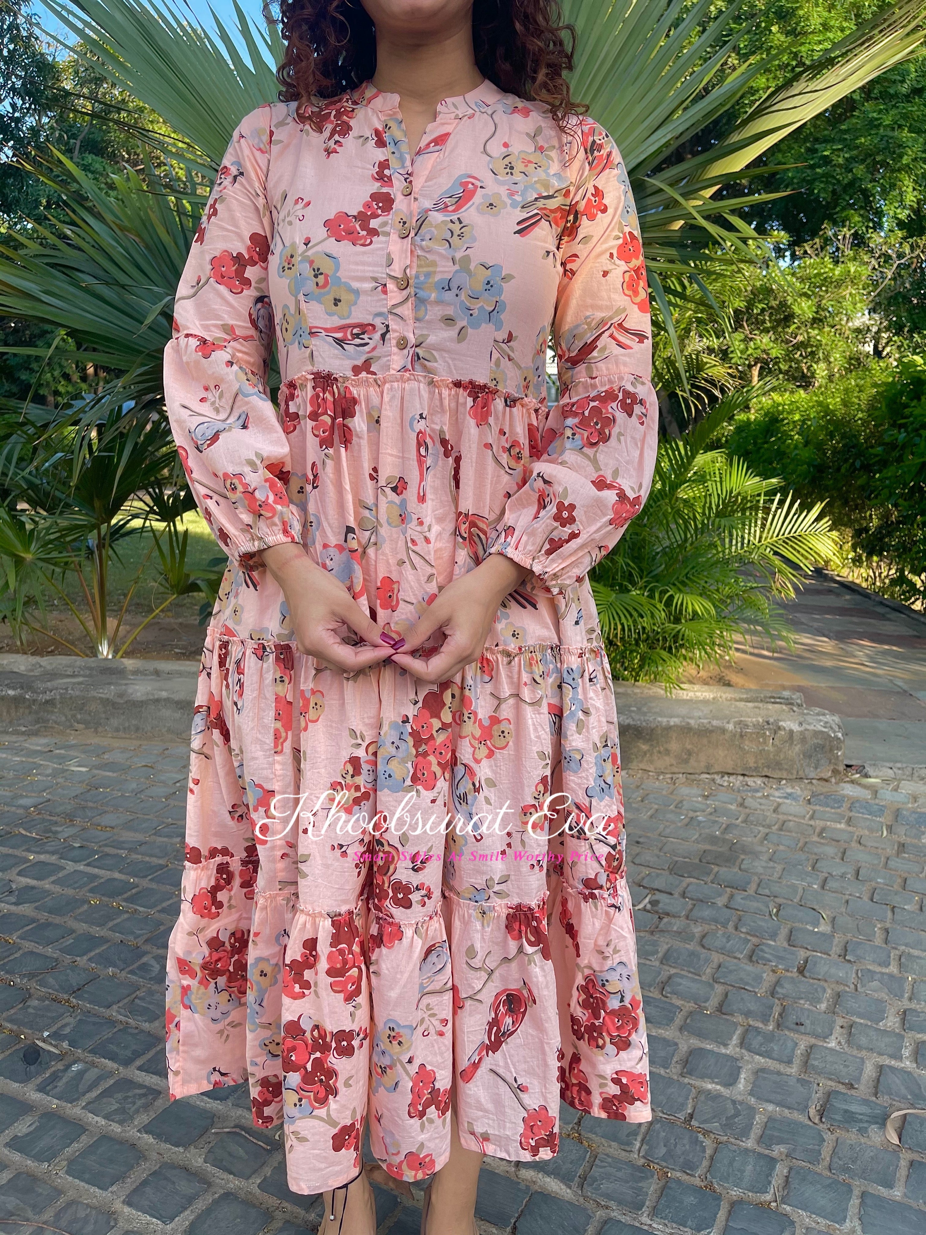 Elegant Peach Flare Long Maxi Dress for Women - Summer Boho Beach Wedding Party Dress - Perfect for Vacations, Dates & Outdoor Events