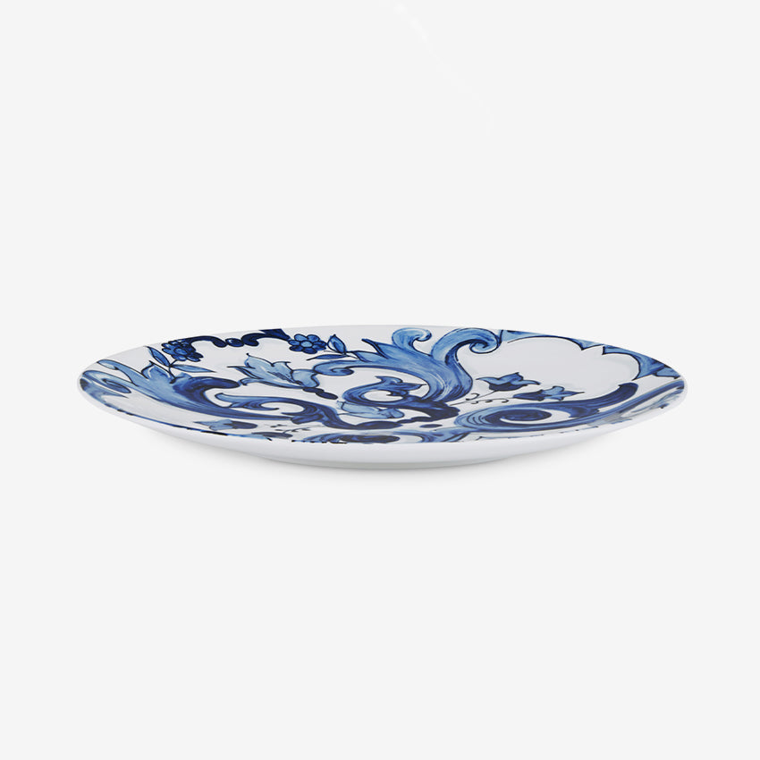 Dolce & Gabbana Casa Blue Mediterraneo Foglie Charger Plate - Elegant Decorative Dinner Plate for Formal Dining, Wedding Table Setting & Luxury Home Decor