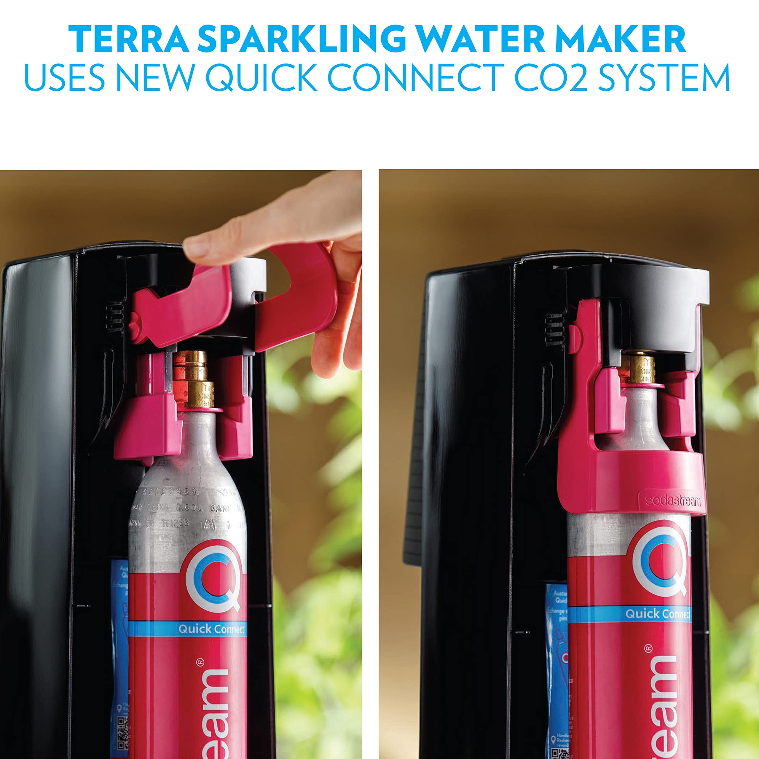SodaStream Terra Sparkling Water Maker Kit - Red Carbonation Machine with CO2 Cylinder & Dishwasher-Safe Bottle for Home, Office, and Parties | Make Fresh Sparkling Water Instantly