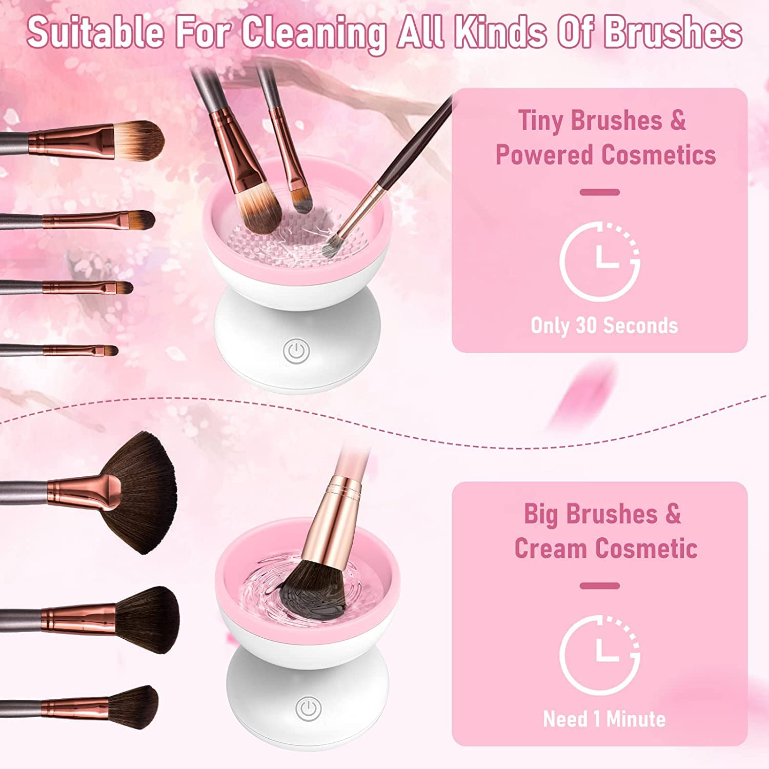 Ultreos Electric Makeup Brush Cleaner - Automatic Rotating Brush Cleaning Machine for Quick & Deep Cleaning | Perfect for Home & Professional Makeup Artists