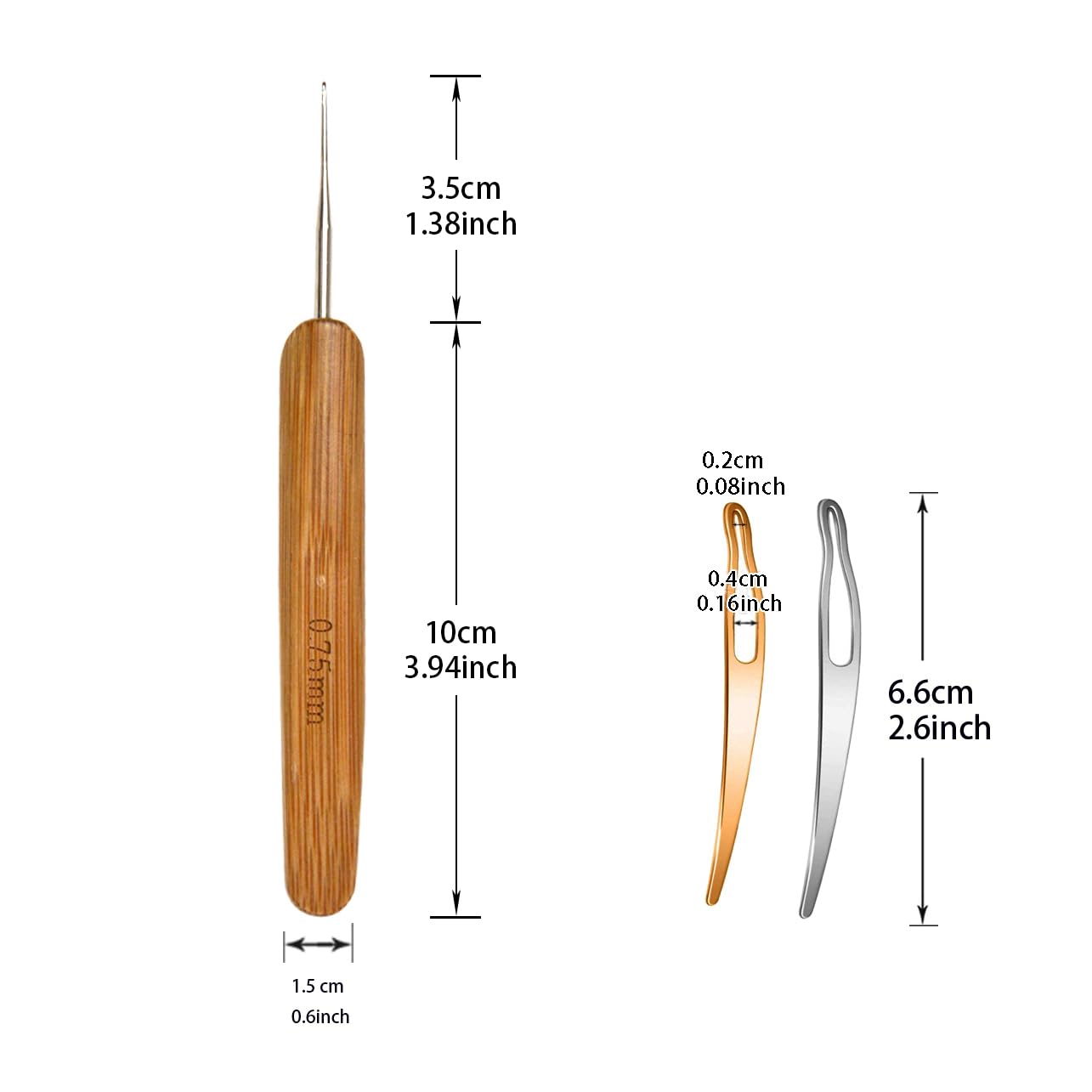 5-Piece Dreadlock Crochet Hook Set - 0.75mm Professional Crochet Needles for Dreadlocks with Interlocking Tool - Instant Loc Tool for Natural Hair, Braiding & Hair Styling - Perfect for Salon, Home Use & DIY Hair Care