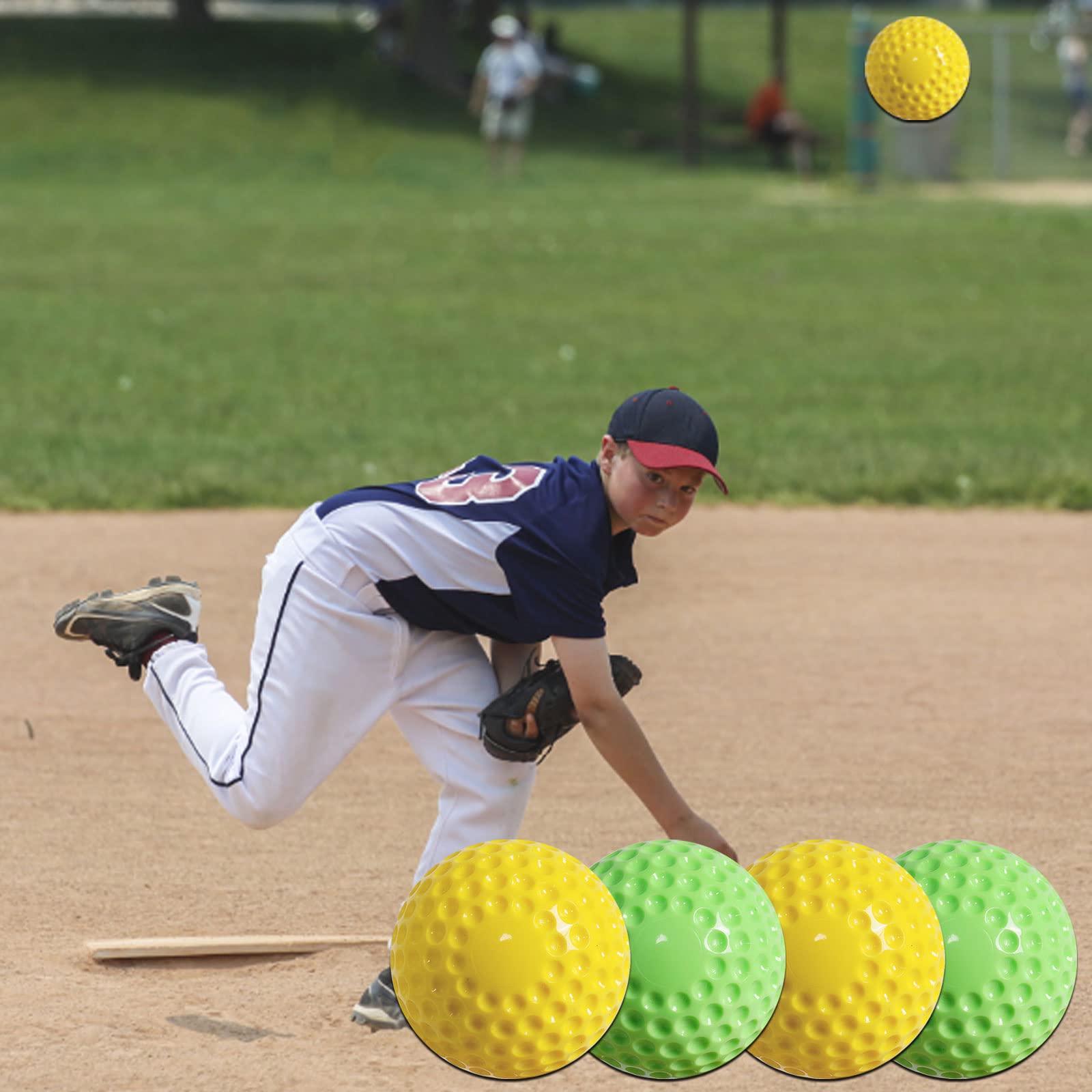 12 Pack Yellow Dimpled Pitching Machine Baseballs - 9-Inch Training Balls for Hand-Eye Coordination, Hitting & Fielding Practice | Perfect for Baseball Drills, Batting Cages & Team Training Sessions