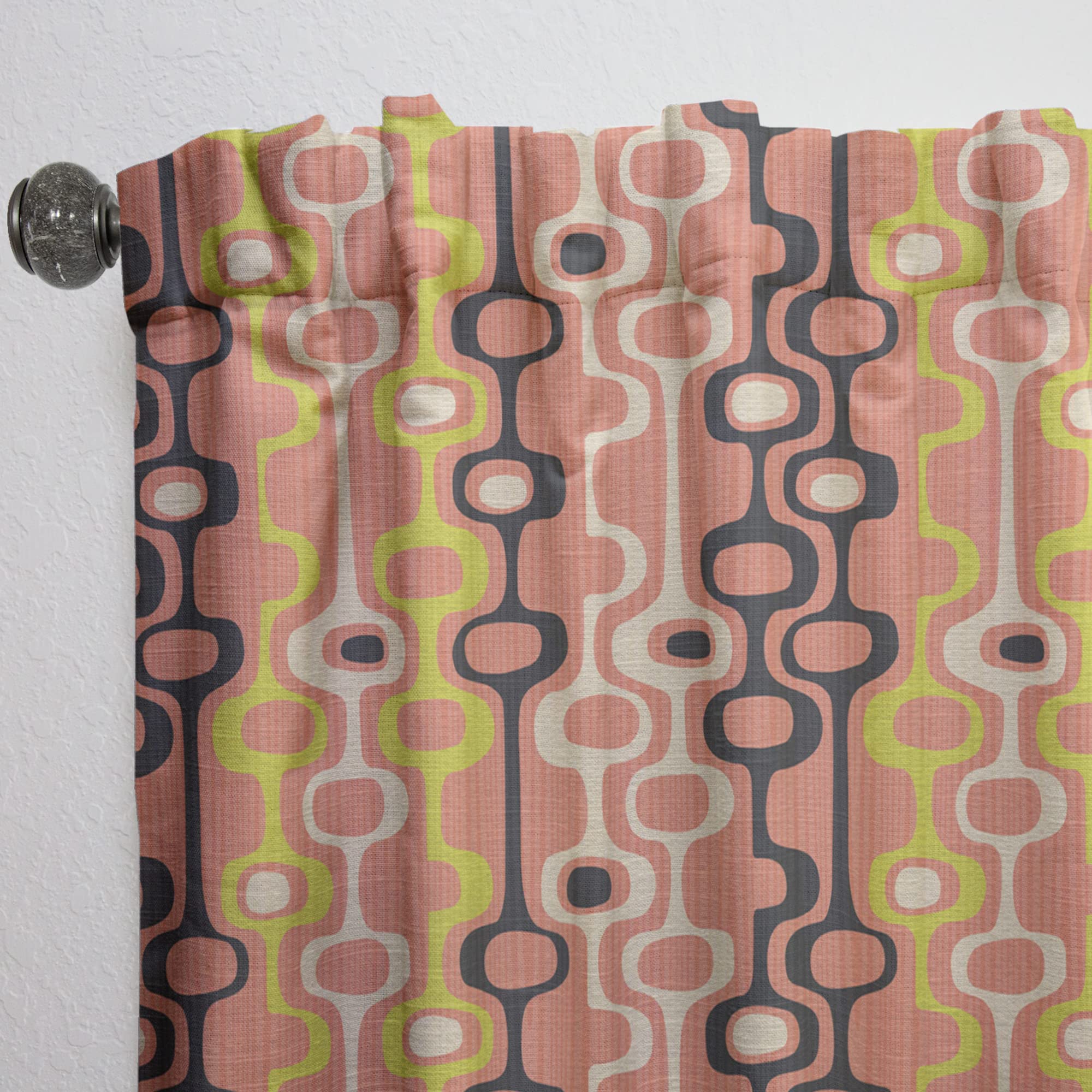 Retro Abstract Design XIII Thermal Insulated Curtains - Single Panel 52x90 Inches - Blackout Drapes for Bedroom & Living Room - Perfect for Home Decor & Light Control