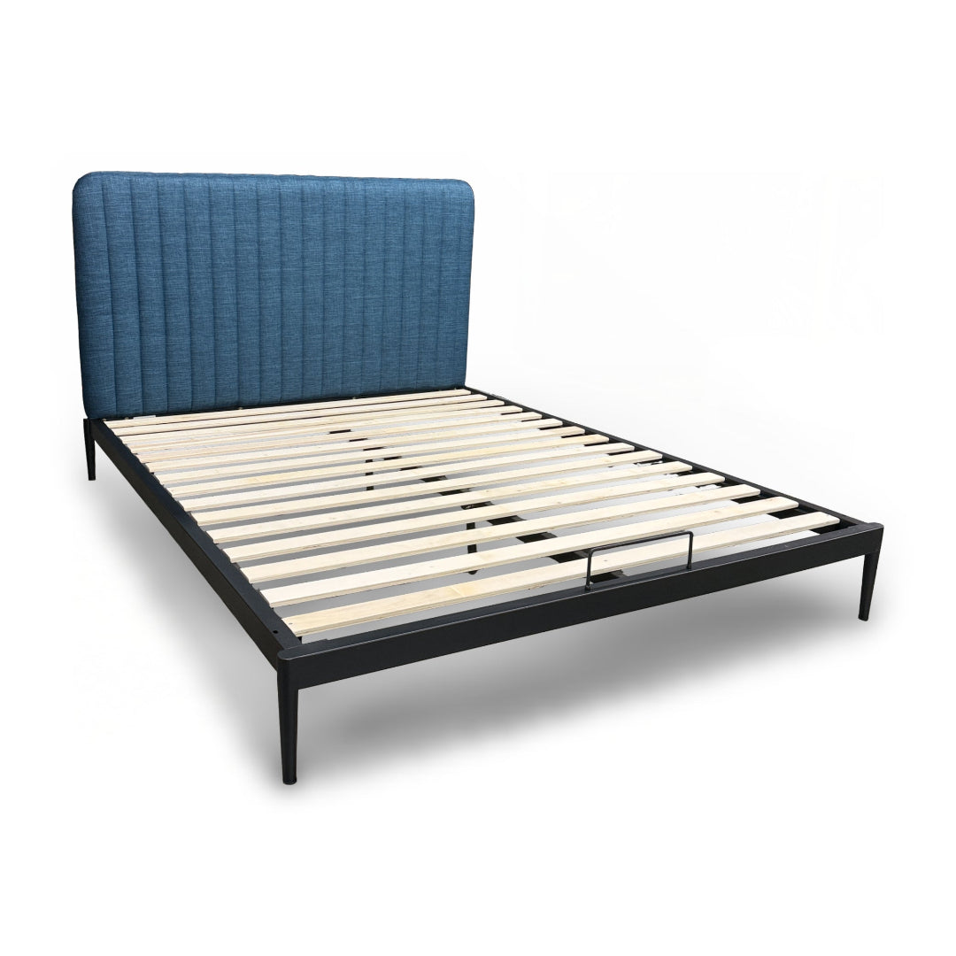 Mira Upholstered Queen Bed Frame with Button Tufted Headboard - Modern Fabric Platform Bed for Bedroom, Guest Room & Master Suite
