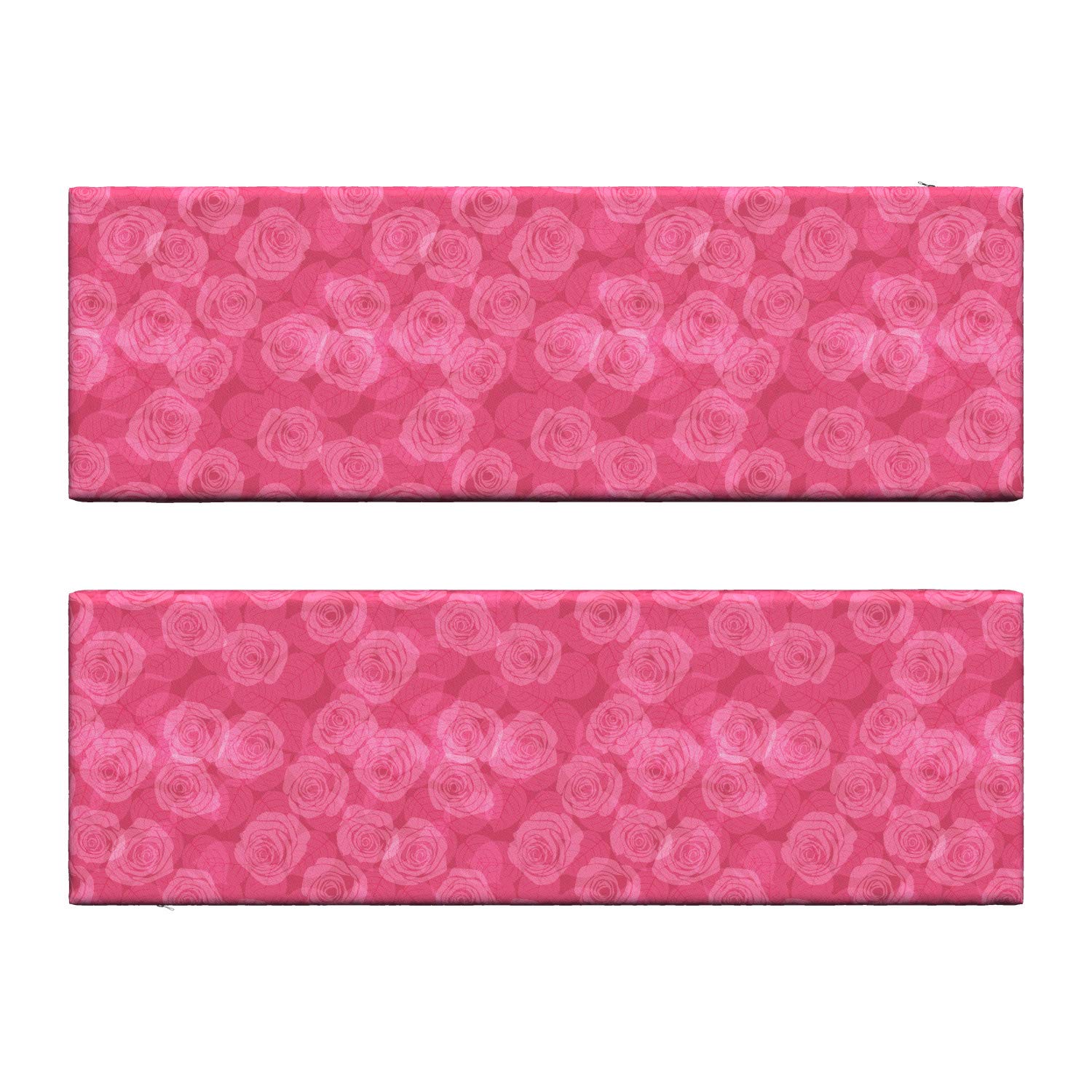 Ambesonne 2-Piece Rose Bench Cushion Set - Pink Floral Foam Seat Covers 45