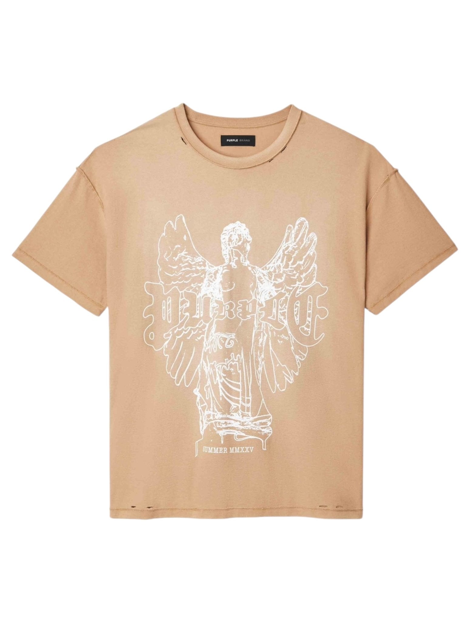 Purple Brand P101 JTGU Textured Inside Out Tee - Soft Tan Cotton T-Shirt for Men | Casual Wear, Street Style & Layering Outfits