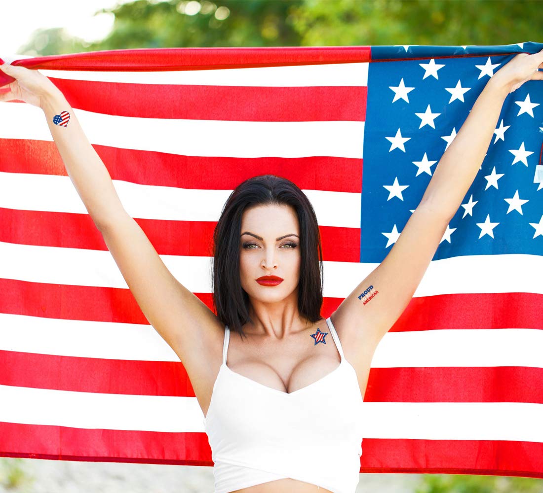 192PCS Patriotic Temporary Tattoos for 4th of July - American Flag Themed Independence Day Party Supplies, Memorial Day Decorations - Perfect for Independence Day Celebrations, BBQs, Pool Parties and Patriotic Events