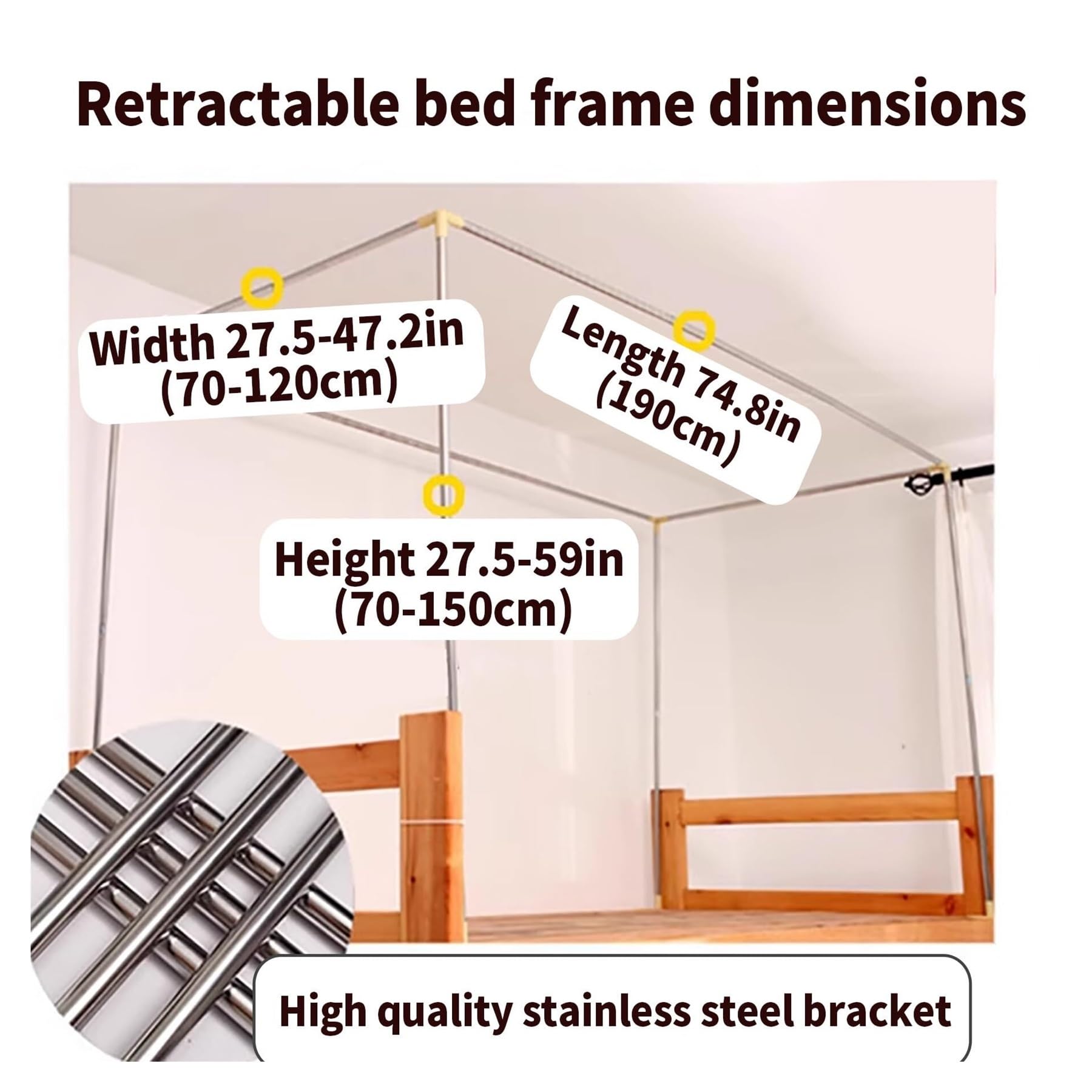 Pink Bunk Bed Curtains for Privacy & Shading - Twin Top Bunk Bed Tent Canopy with Frame Post Poles - Dorm Room & Kids Bedroom Privacy Solution for Sleep & Study