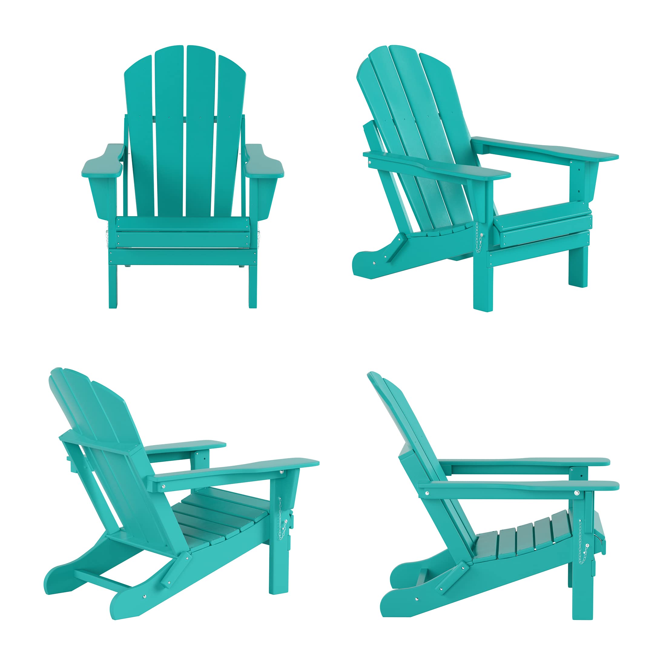 WestinTrends Malibu 2-Piece Outdoor Lounge Chair Set with Ottoman - All-Weather Poly Lumber Adirondack Folding Chairs for Patio, Poolside, Garden, Backyard & Beach - Turquoise - Perfect for Relaxing in Sun or Shade