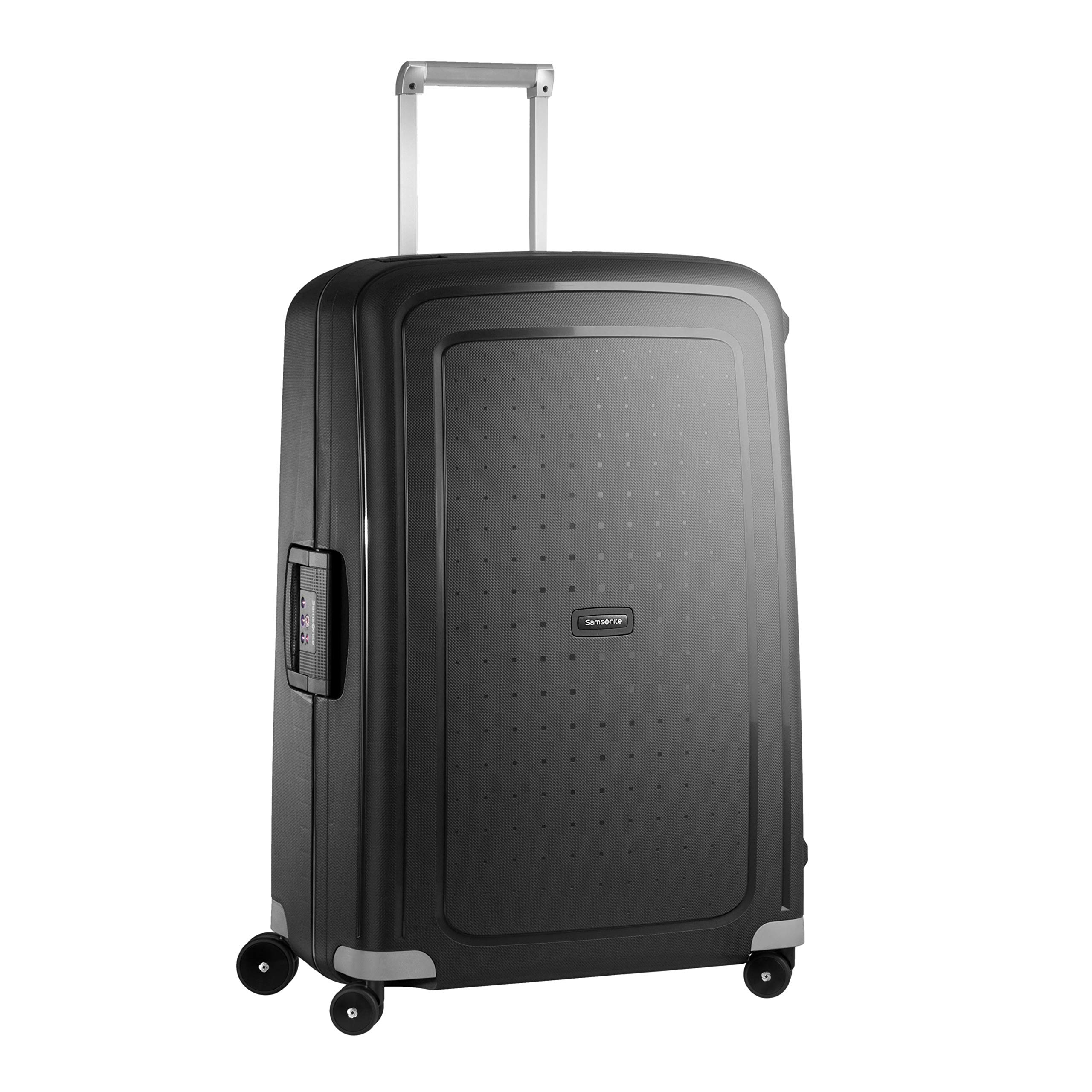 Samsonite S'Cure 28-Inch Hardside Spinner Luggage - Black Checked Suitcase for Travel, Business Trips & Vacation Packing | Durable Large Checked Bag with 360° Wheels
