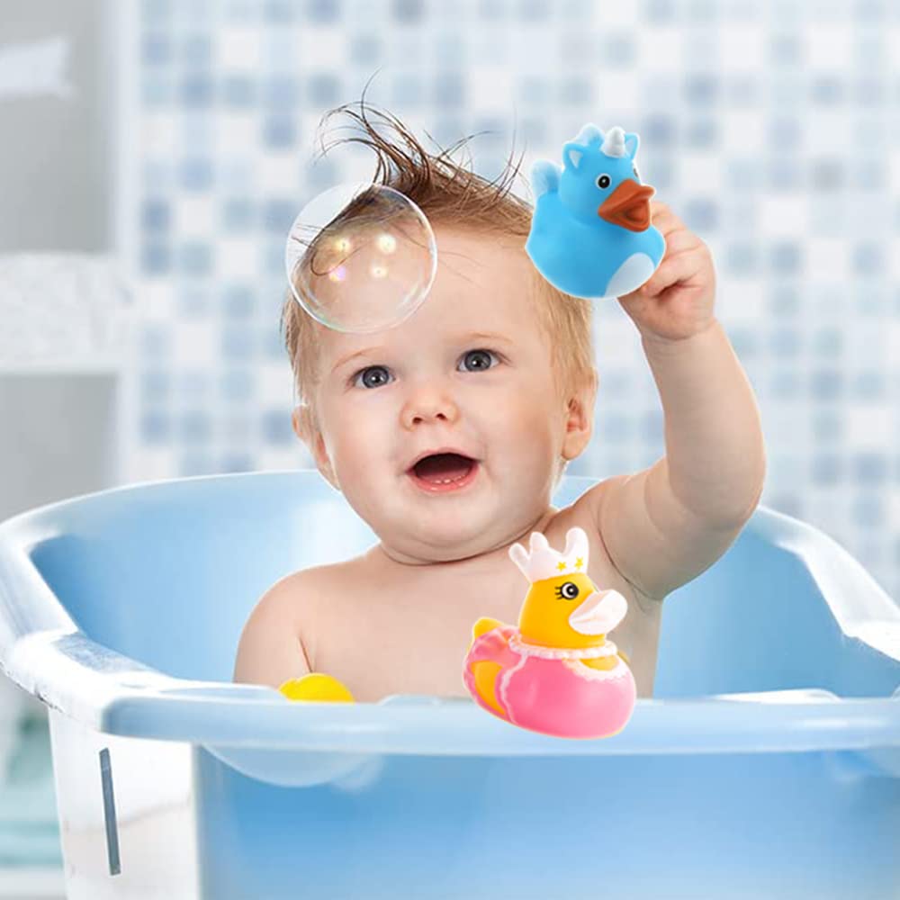 12 Pack Rubber Duck Bath Toys - Cute Rubber Ducks for Kids, Baby Showers, Birthday Parties | Perfect for Bathtime, Classroom Rewards, Pool & Beach Fun | BPA-Free Bathing Toys for Toddlers & Infants