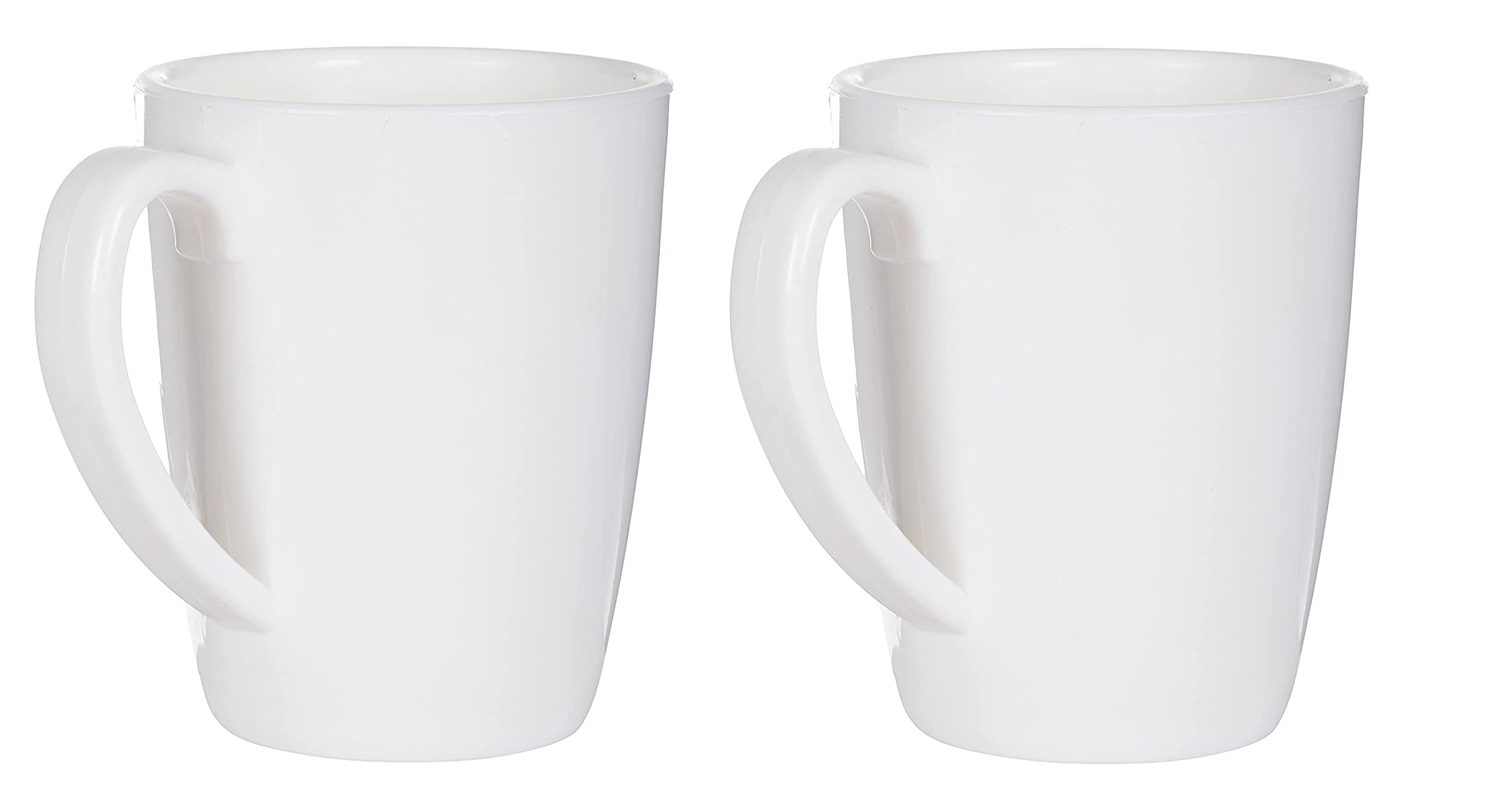 Vibrant Unbreakable 300ml BPA-Free Plastic Coffee Mugs Set of 2 - Microwave Safe Tea & Coffee Cups for Home, Office & Outdoor Use | Dishwasher Safe White Drinking Glasses