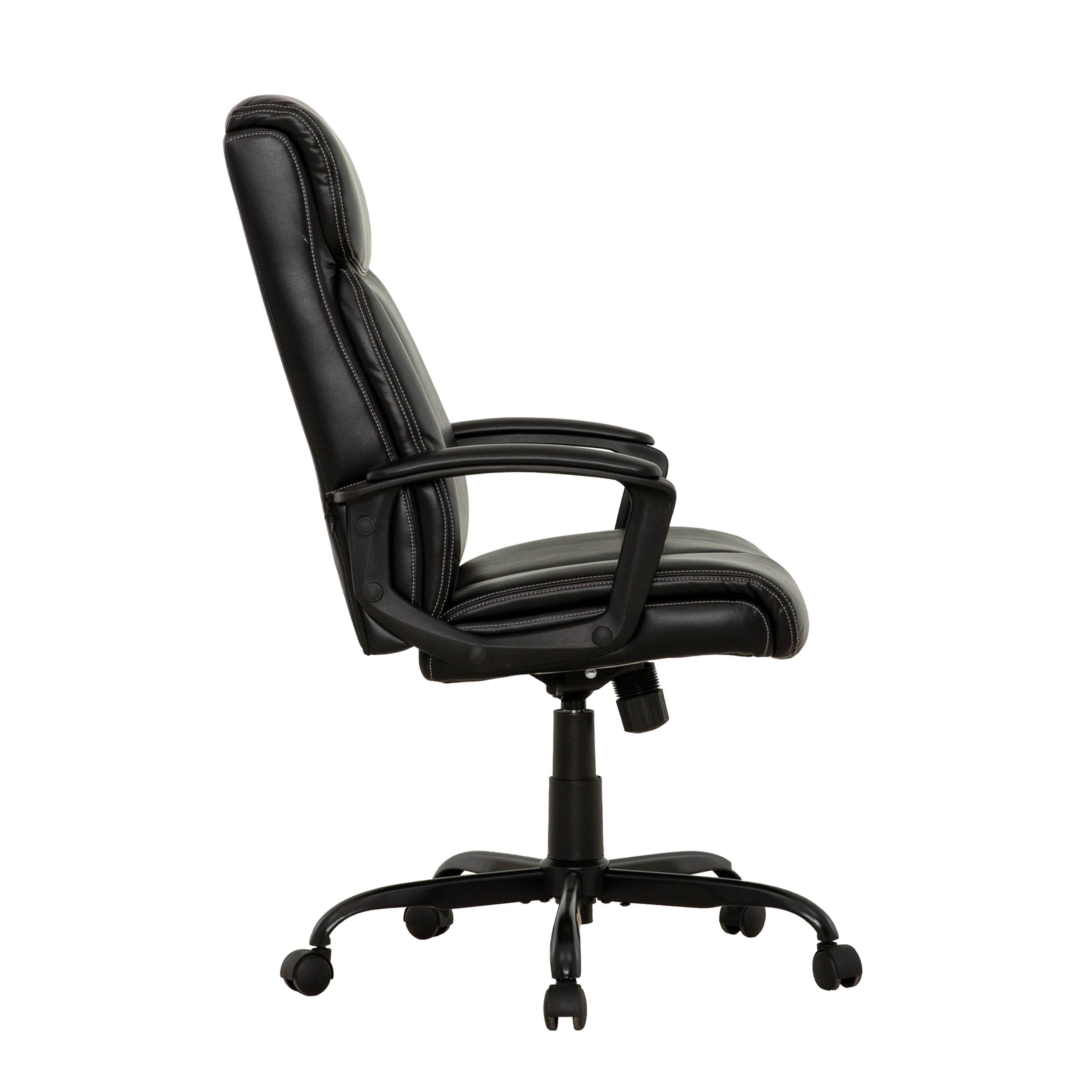 Sealy Zeus Black Faux Leather Swivel Office Chair - Ergonomic Executive Desk Chair for Home & Office Workspace