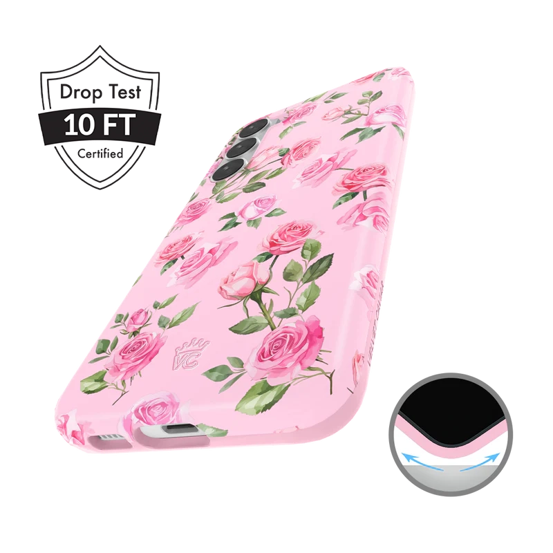 Pink Rose Floral Samsung Phone Case - Cute Protective Cover for Samsung Galaxy [Model] - Perfect Gift for Women, Girls, Teens - Ideal for Everyday Use, Birthday, Valentine's Day