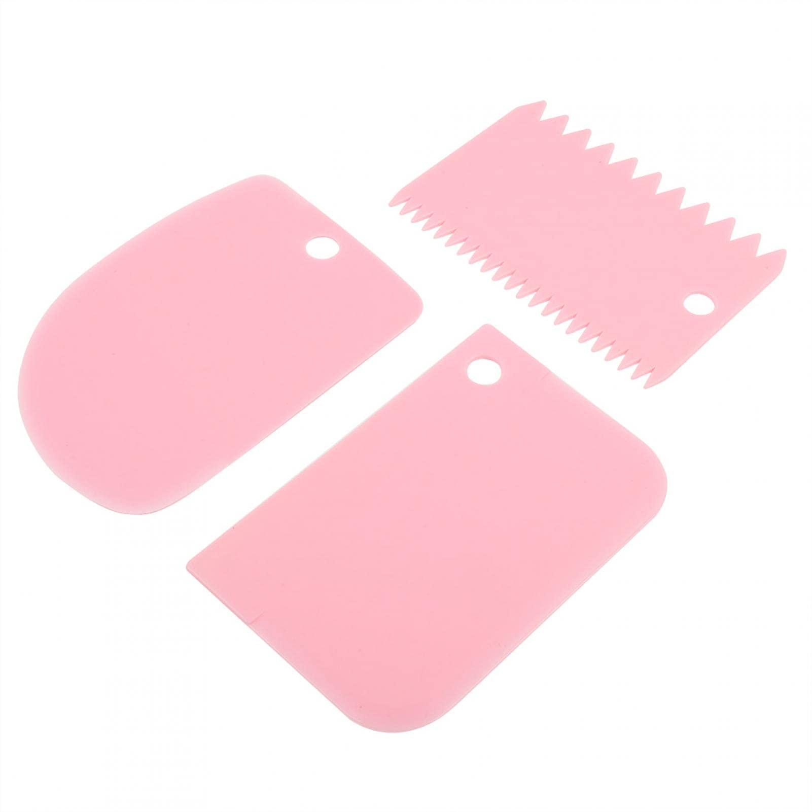 3-Piece Flexible Plastic Dough Scraper Set - Multi-Purpose Kitchen Tool for Baking, Pastry Cutting, Bread Dough, Cake & Fondant Icing - Perfect for Home Bakers and Professional Chefs