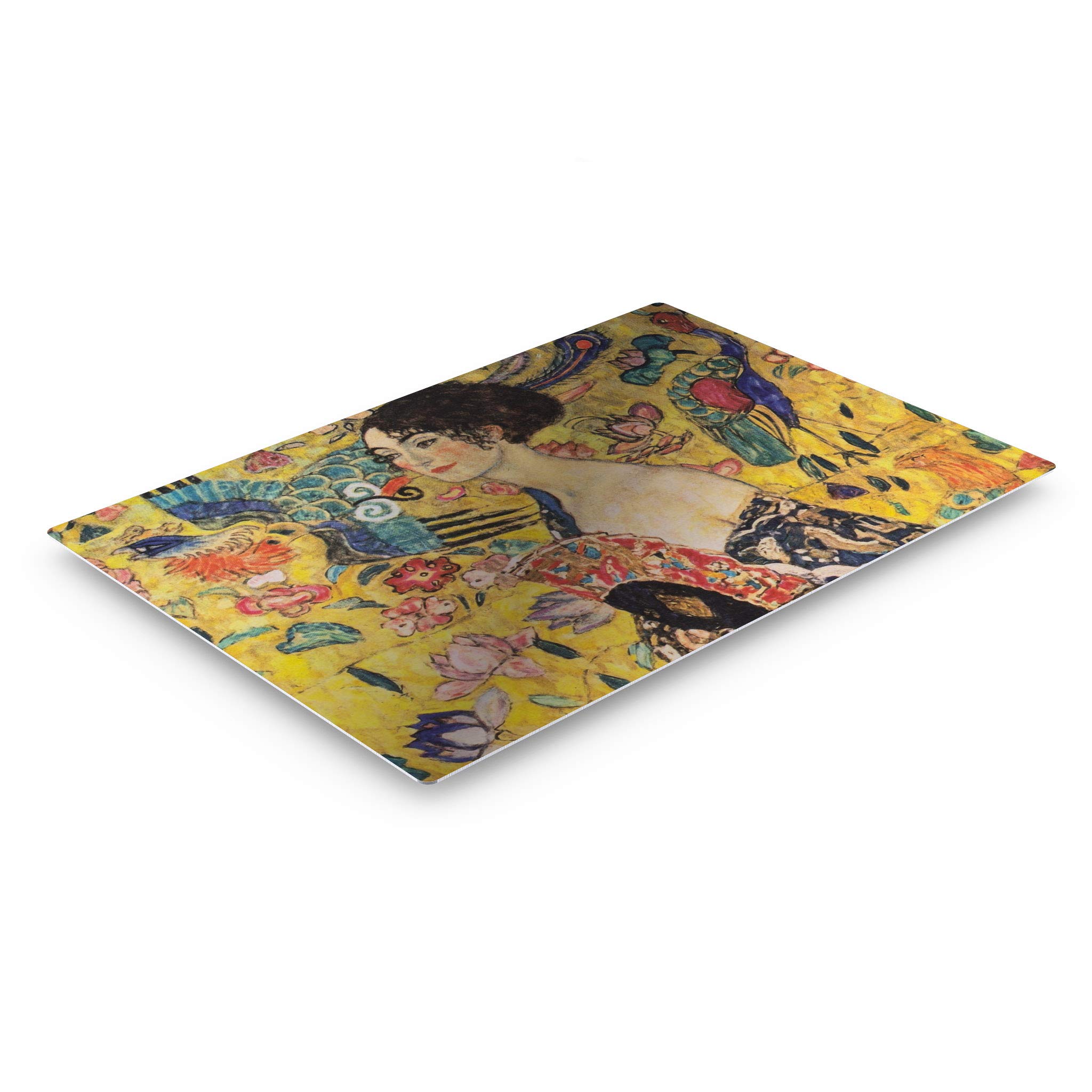 Gustav Klimt Lady with Fan Metal Print Wall Art - Famous Oil Painting Reproduction - Modern Home Decor - Ready to Hang 16x24 - Made in USA - Perfect for Living Room, Bedroom & Office Decor