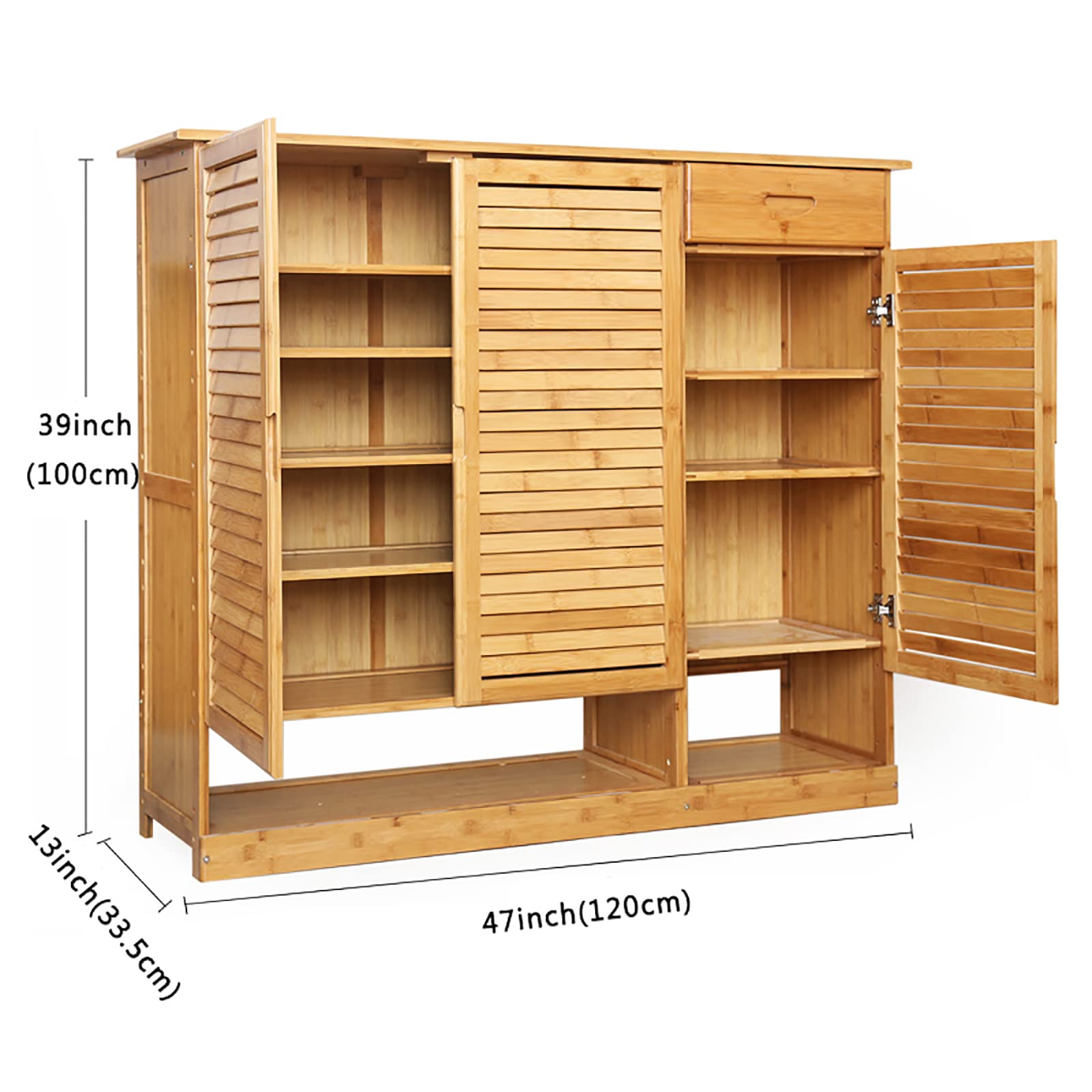 Bamboo Shoe Storage Cabinet with Doors - Rustic Entryway Shoe Organizer & Storage Solution for Hallway, Closet, and Mudroom Organization