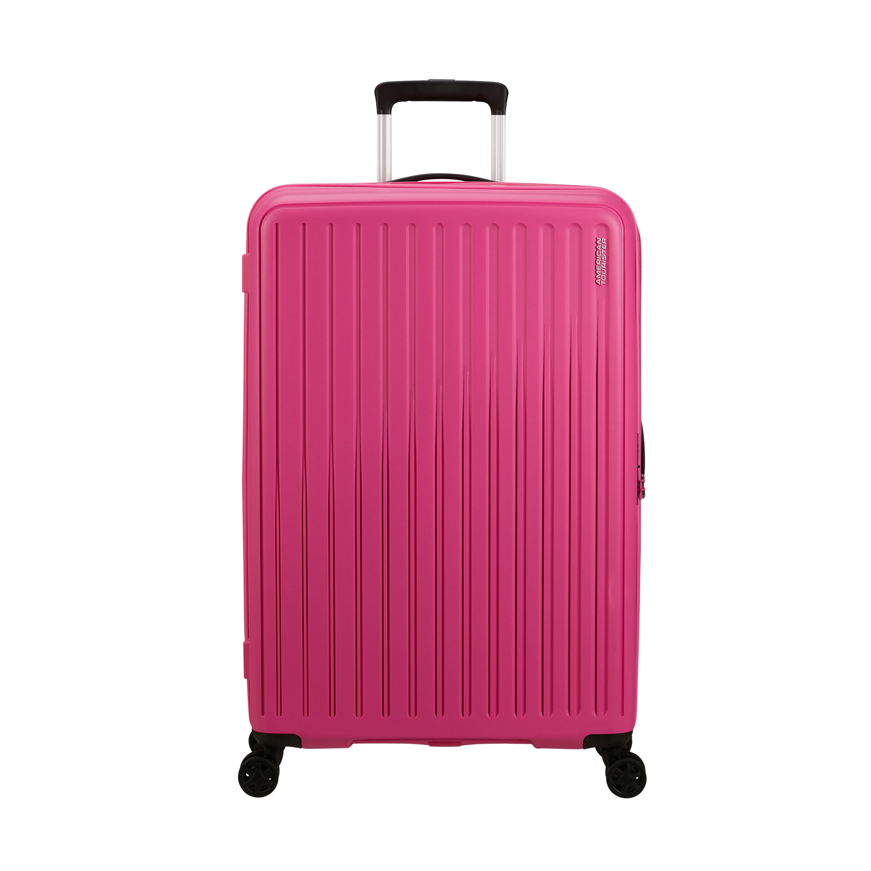 American Tourister Rejoy Spinner Expandable 3-Piece Luggage Set - Lightweight Hardshell Suitcase with 360° Wheels for Travel, Business & Vacation (Black)