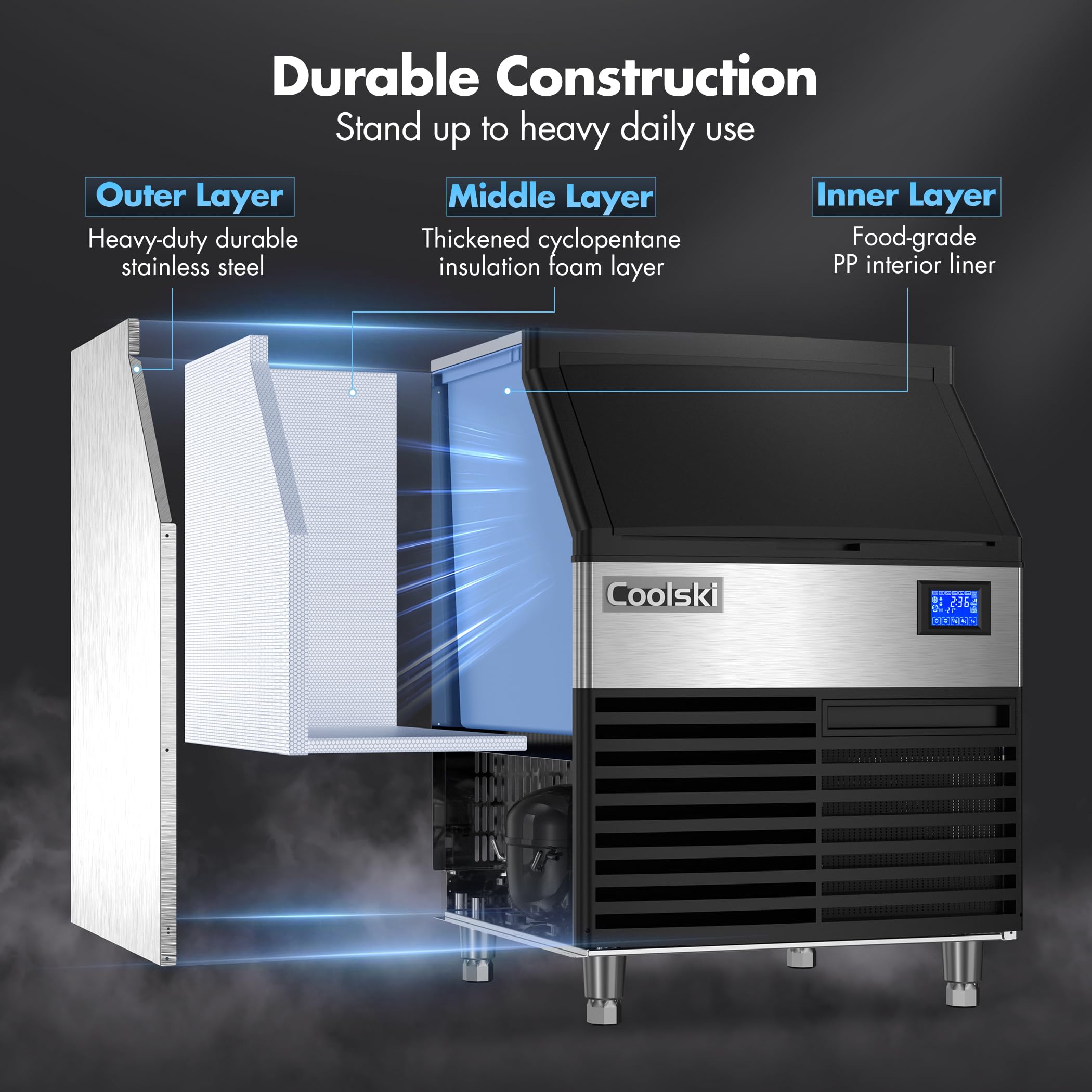 Commercial Ice Maker Machine 260LBS/24H, 26