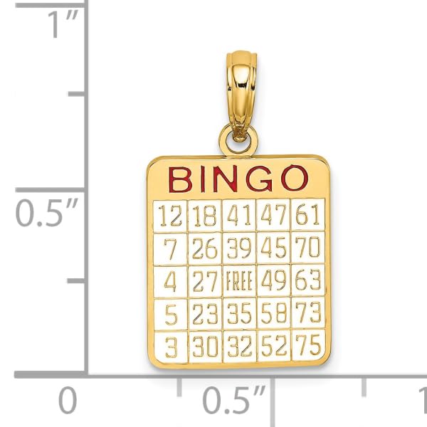 14K Solid Yellow Gold Bingo Playing Cards Pendant Necklace - Elegant Casino-Themed Jewelry for Women | Perfect Gift for Bingo Lovers & Gambling Enthusiasts
