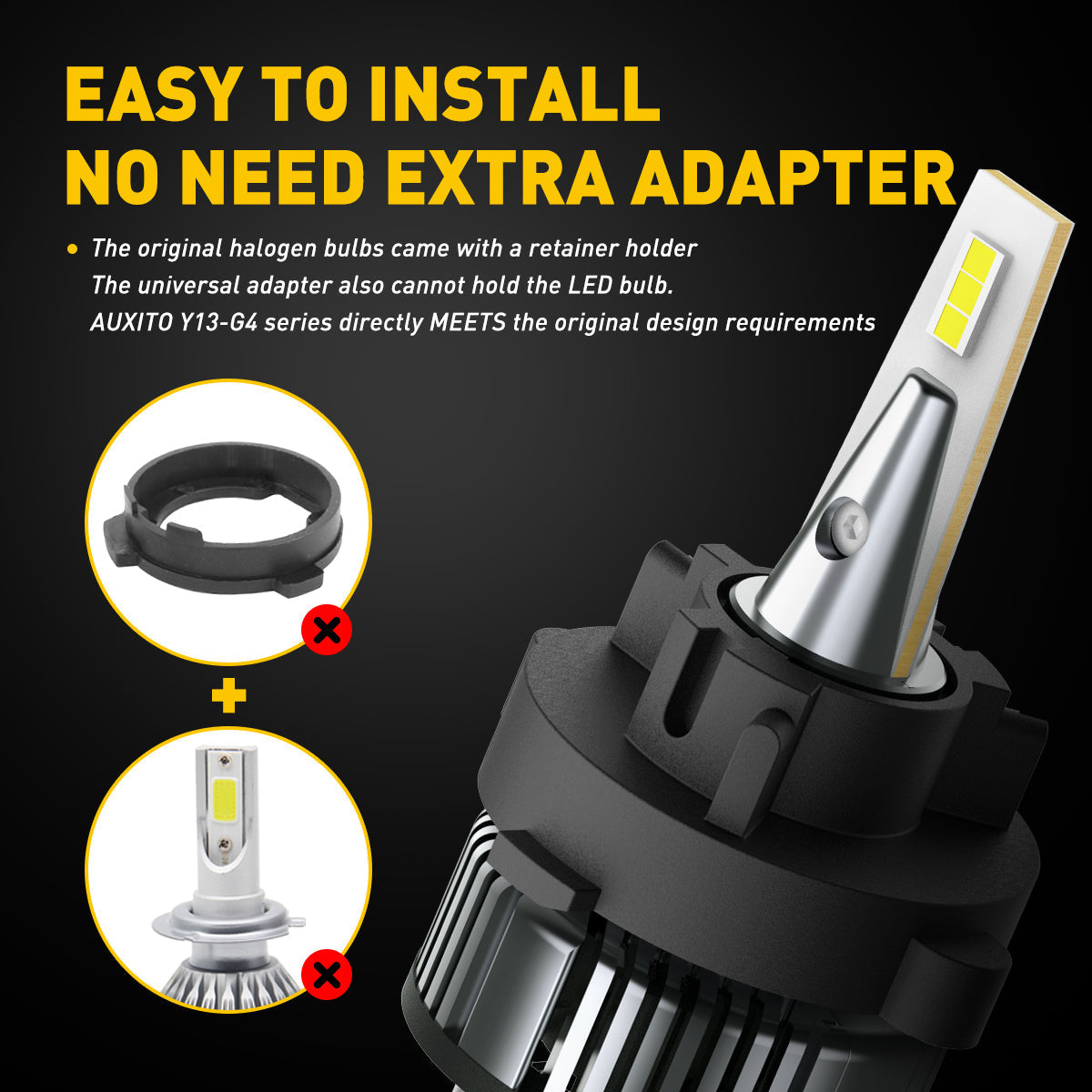 H7 LED Headlight Bulb 16000LM 6500K with Retainer Adapter - Compatible with VW Polo MK5 (2010-2017) & Touran (2010-2018) - Super Bright White Light for Night Driving, Foggy Conditions & Enhanced Road Visibility