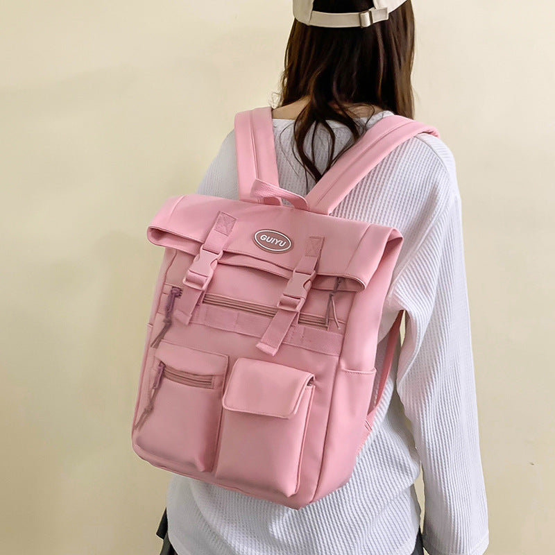 Stylish Women's Multi-Pocket Backpack with Buckle Design - Perfect for School, College & Travel | Durable Student Backpack for Everyday Use