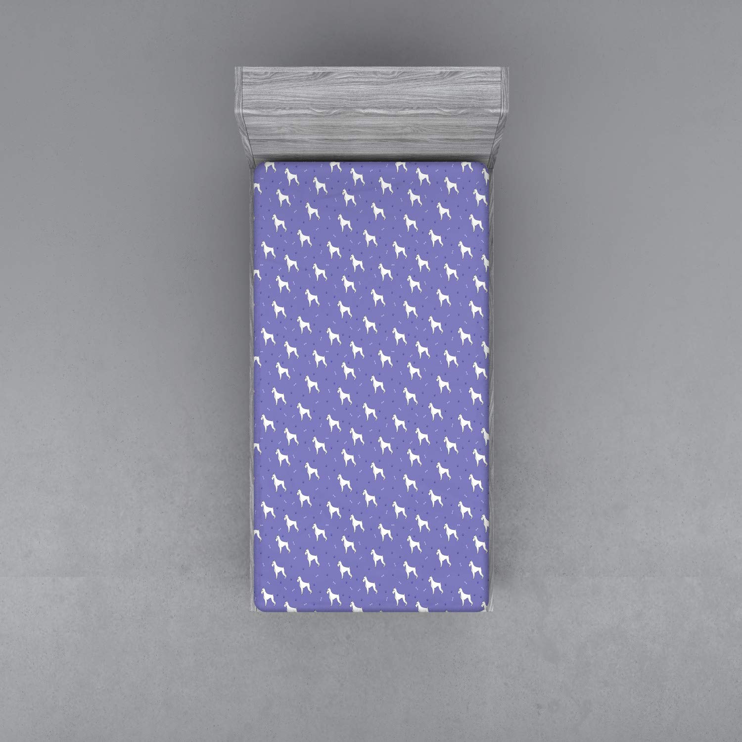 Ambesonne Boxer Dog Fitted Sheet, Cartoon Canine Pattern - Twin Size for Cozy Bedroom Decor