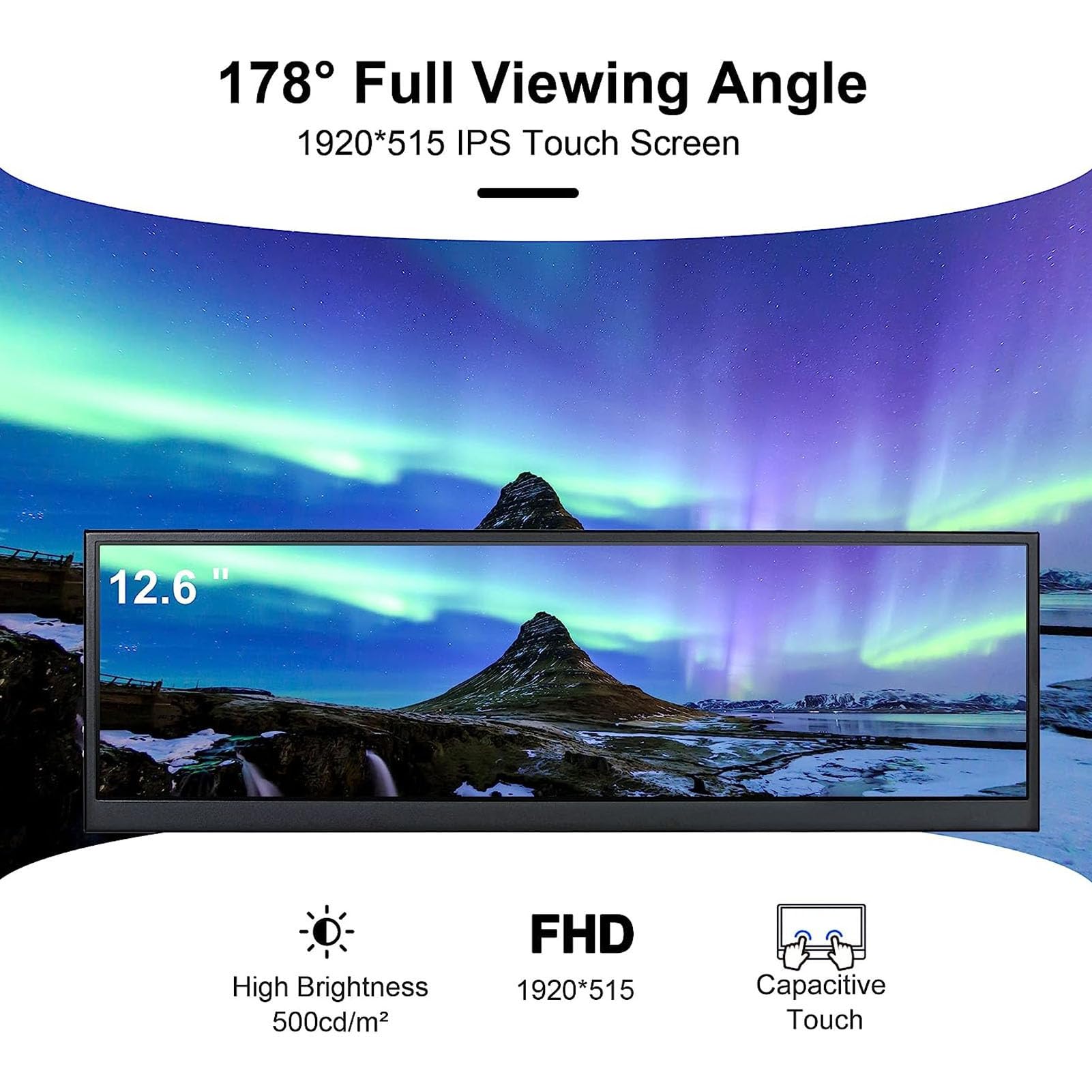 Annadue 14-inch Computer Temperature Monitor with 1920x550 HD Resolution - Eye Protection Screen, Mini HDMI Interface - Ideal for Professionals, Programmers & Students - Perfect for Coding, Gaming & Office Work