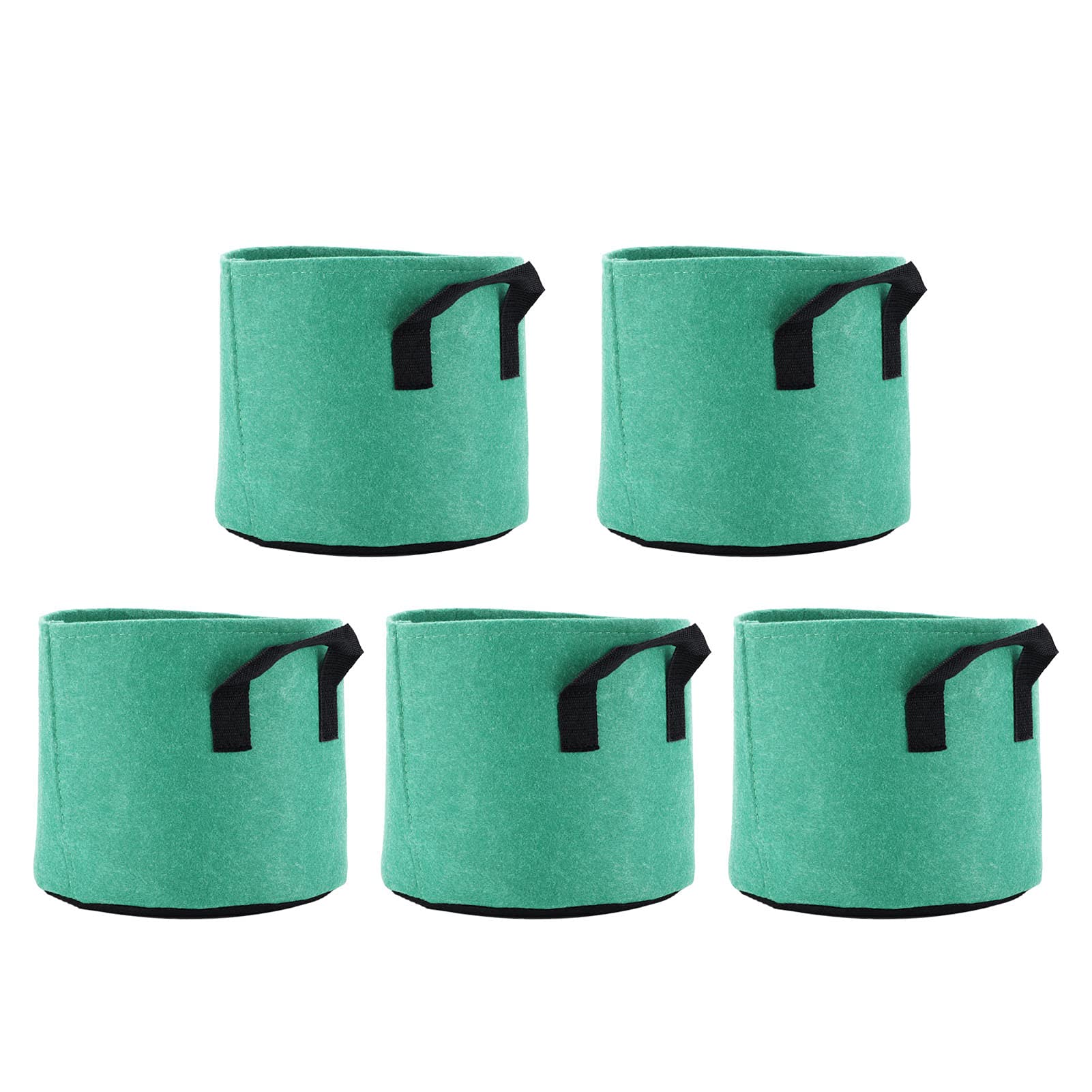 **5-Pack 3 Gallon Non-Woven Plant Grow Bags with Handles - Eco-Friendly Fabric Pots for Balcony, Garden, Greenhouse & Outdoor Planting (Light Green) - Perfect for Vegetables, Herbs & Flowers**