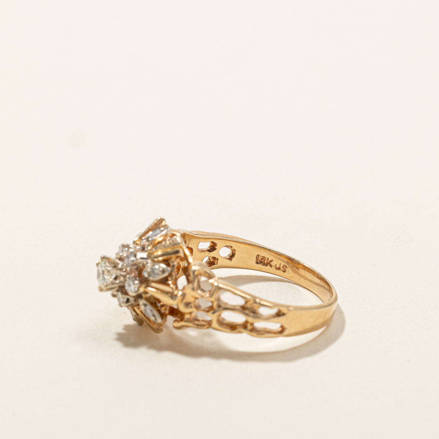 Exquisite 0.34ctw Diamond Cluster Cocktail Ring - Size 7.25 | Elegant Statement Jewelry for Evening Parties, Weddings & Special Occasions