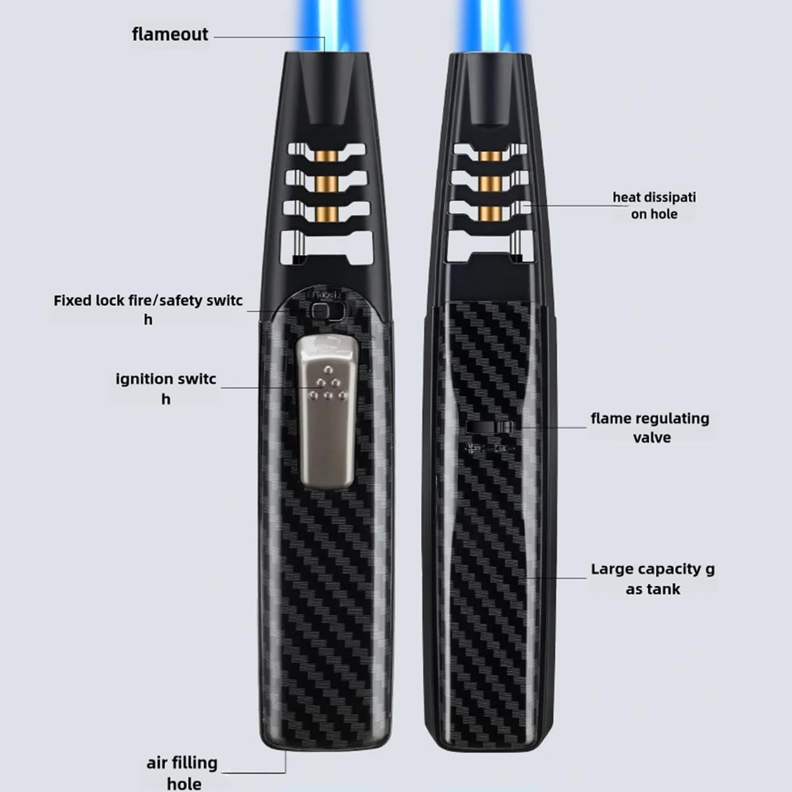 Fire Blaze Lighter - Dual Arc Torch (Gold/Carbon Fiber) for Camping & Outdoor