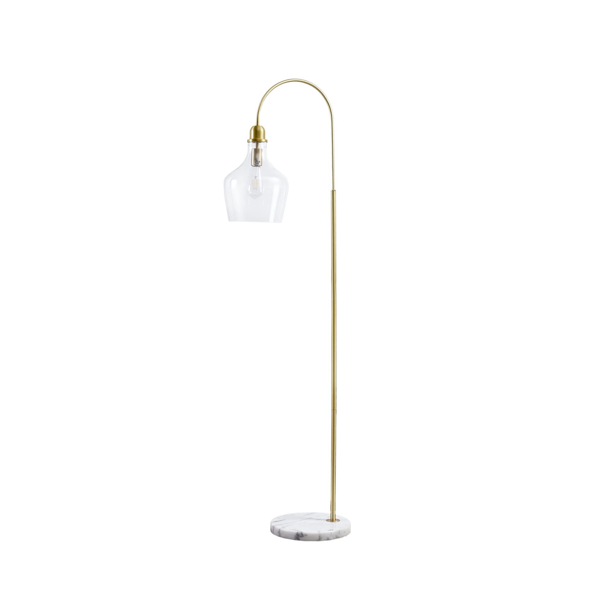Hampton Hill Auburn Modern Floor Lamp with Bell Glass Shade & Marble Base - 72