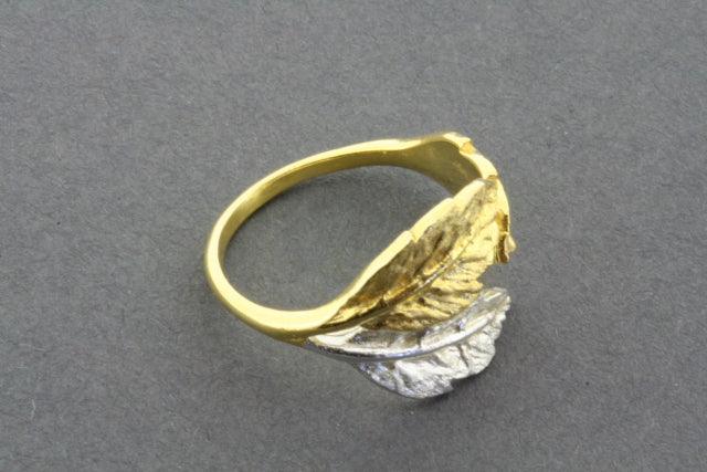 3 Leaf Ring - Silver & Gold Plated Adjustable Ring for Women - Perfect for Everyday Wear, Gifts & Special Occasions
