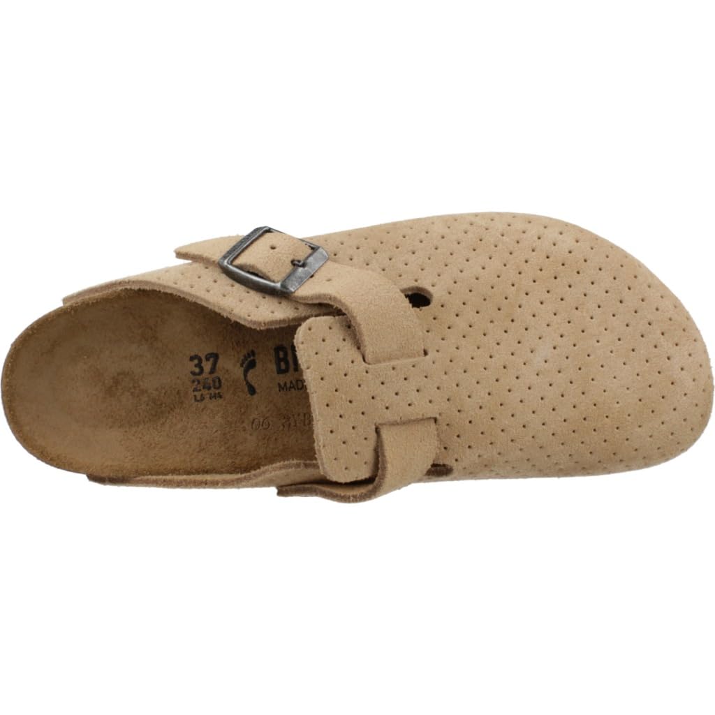 Birkenstock Boston Soft Footbed Clogs for Women - Suede Embossed Dots in Beige | Comfortable House Shoes for Relaxing at Home & Casual Outings
